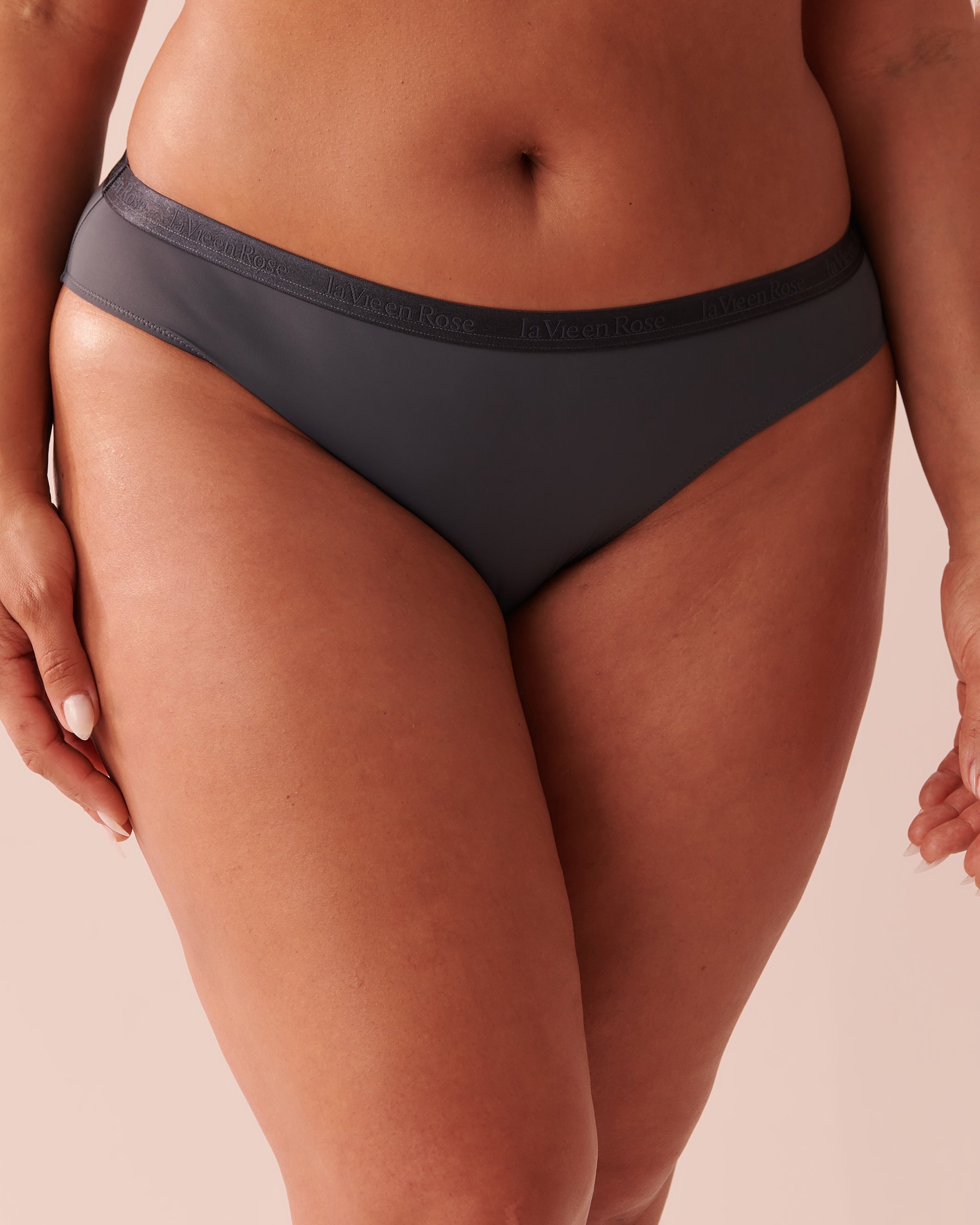 LA VIE EN ROSE Culotte bikini microfibre et bande élastique logo Bleu ombré 20300244 - Voir4