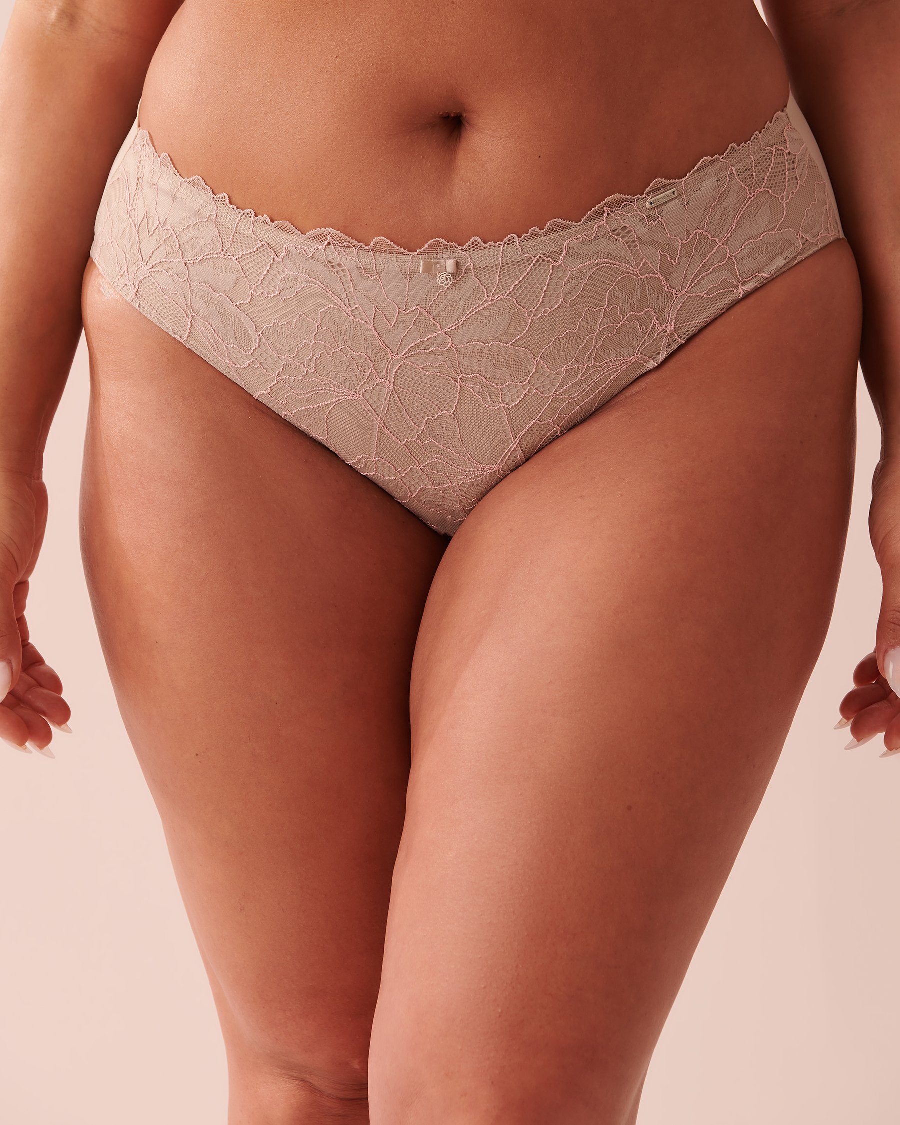 LA VIE EN ROSE Microfiber and Lace Sleek Back Bikini Panty Ashen rose 20300254 - View1