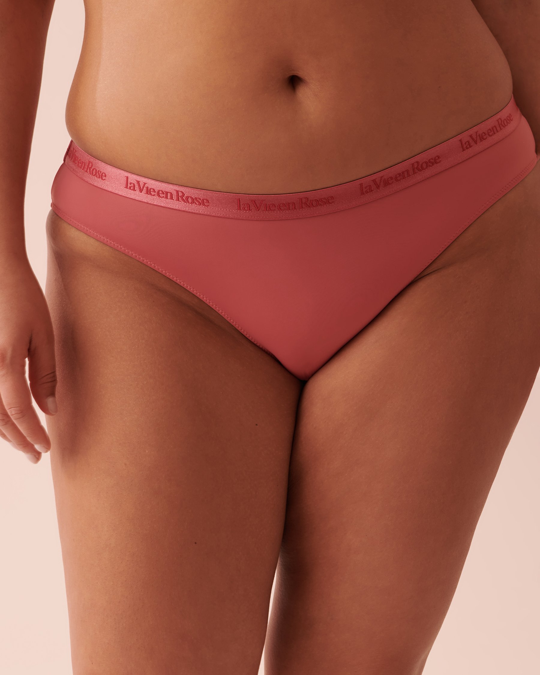 LA VIE EN ROSE Culotte bikini microfibre et bande élastique logo Vin rosé 20300244 - View4