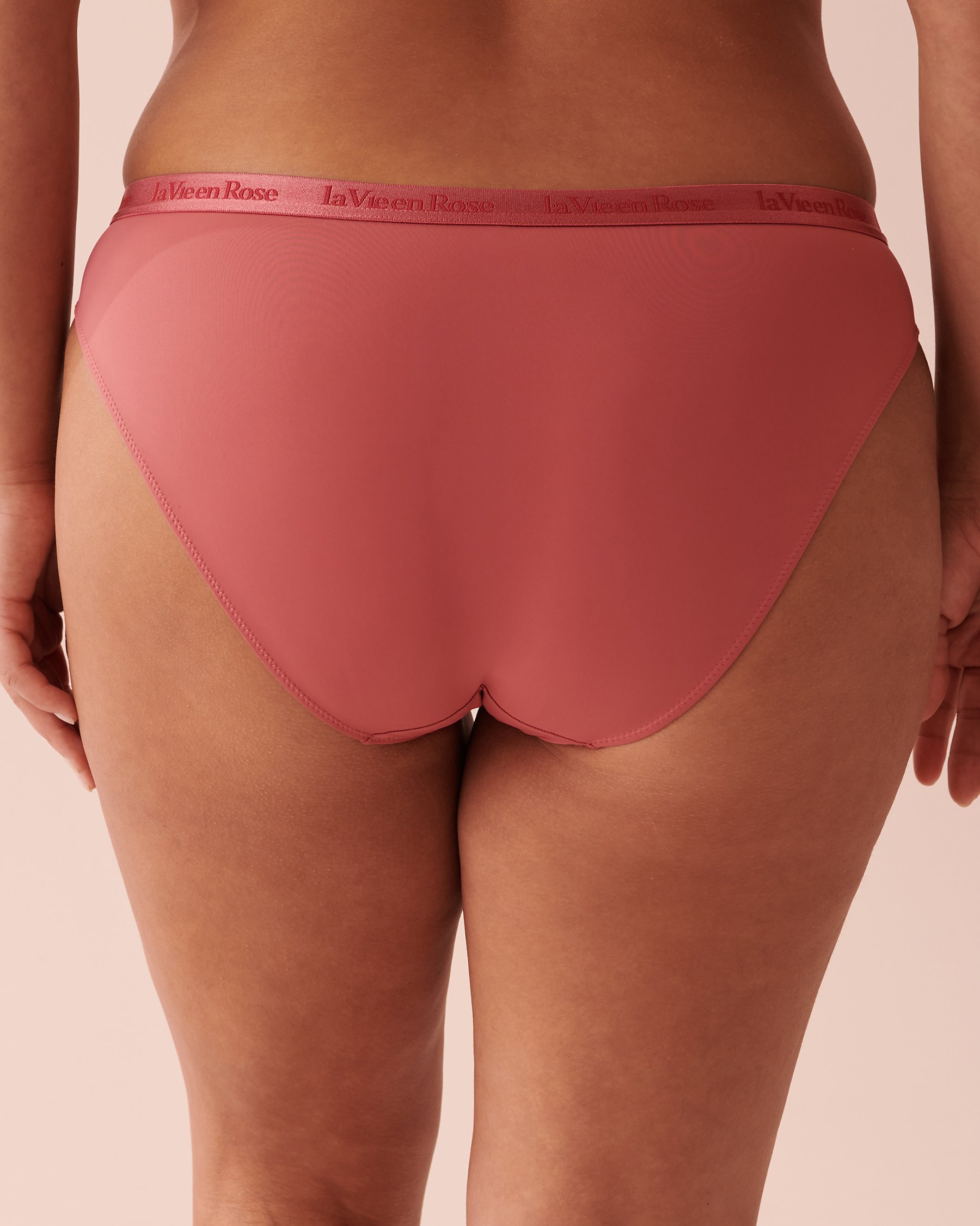 LA VIE EN ROSE Culotte bikini microfibre et bande élastique logo Vin rosé 20300244 - View5