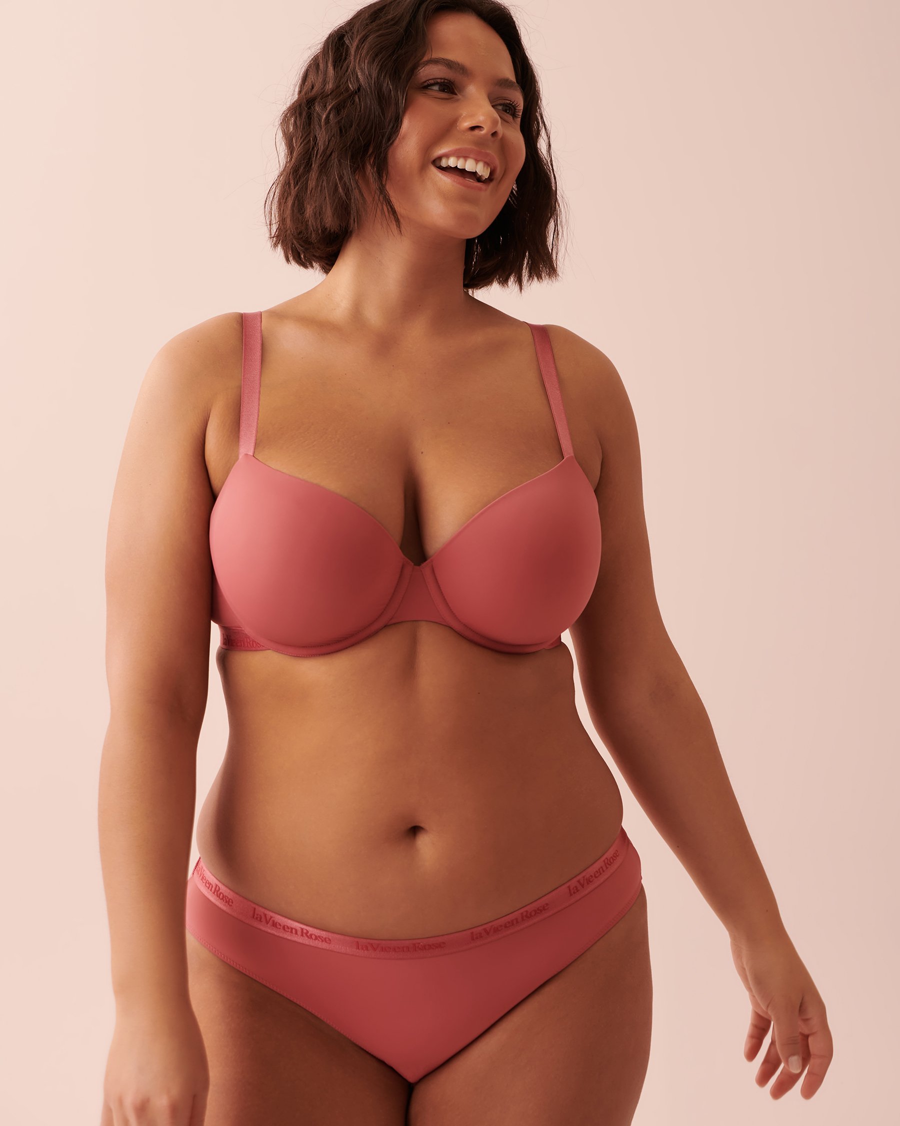 LA VIE EN ROSE Culotte bikini microfibre et bande élastique logo Vin rosé 20300244 - View7