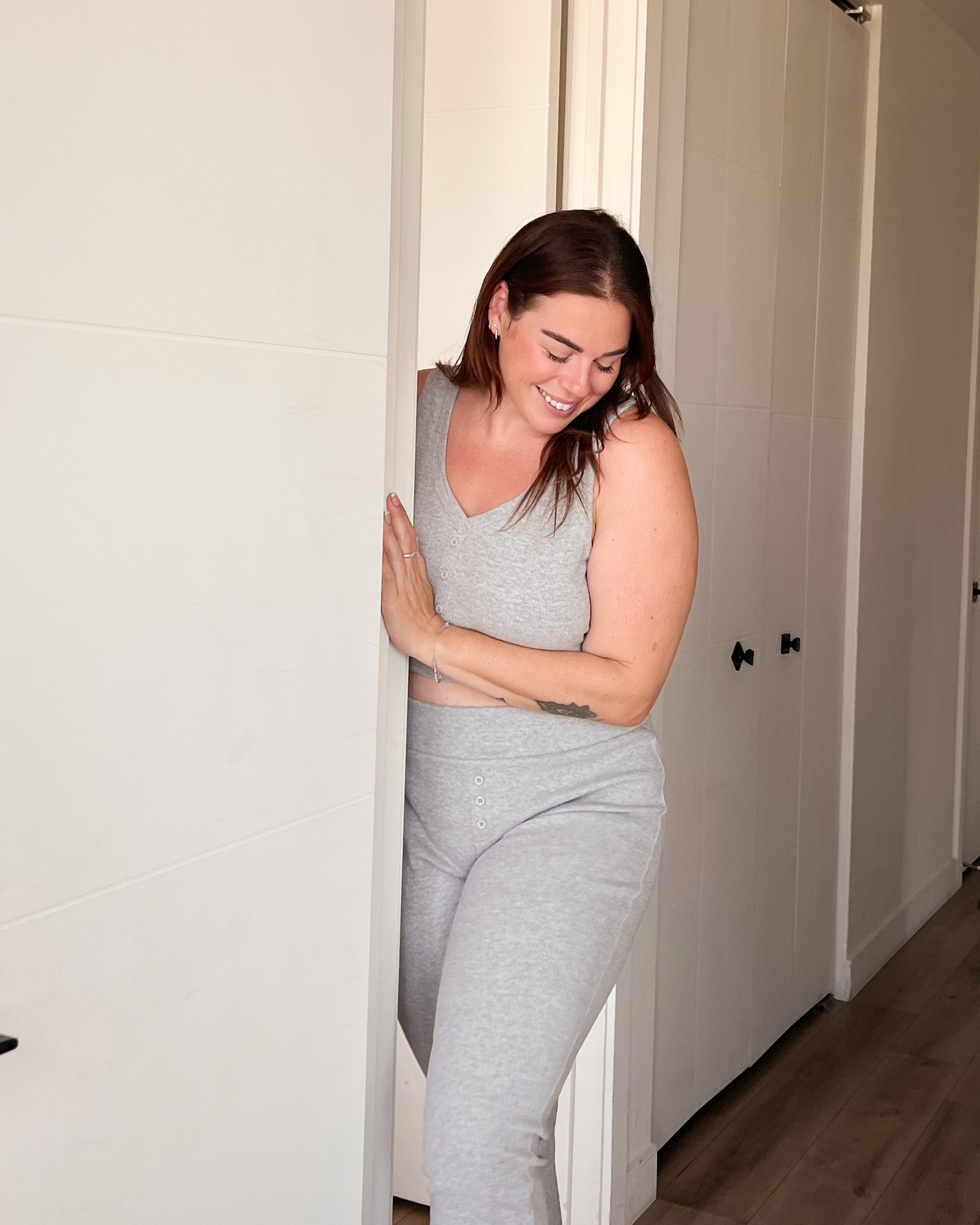 LA VIE EN ROSE Ribbed Fitted Pants Dusty grey 40200481 - View3