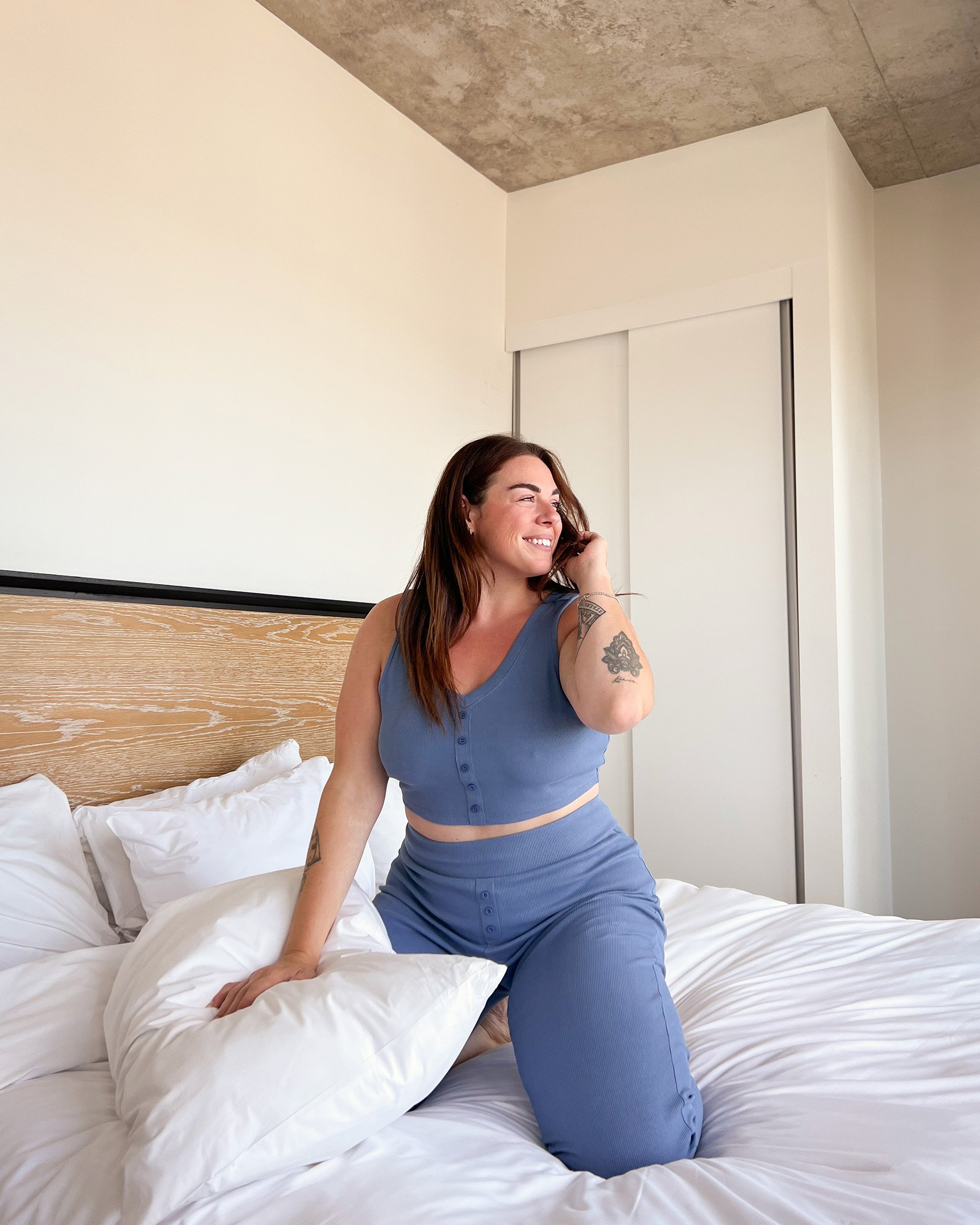LA VIE EN ROSE Pantalon côtelé ajusté Horizon bleu 40200481 - Voir4