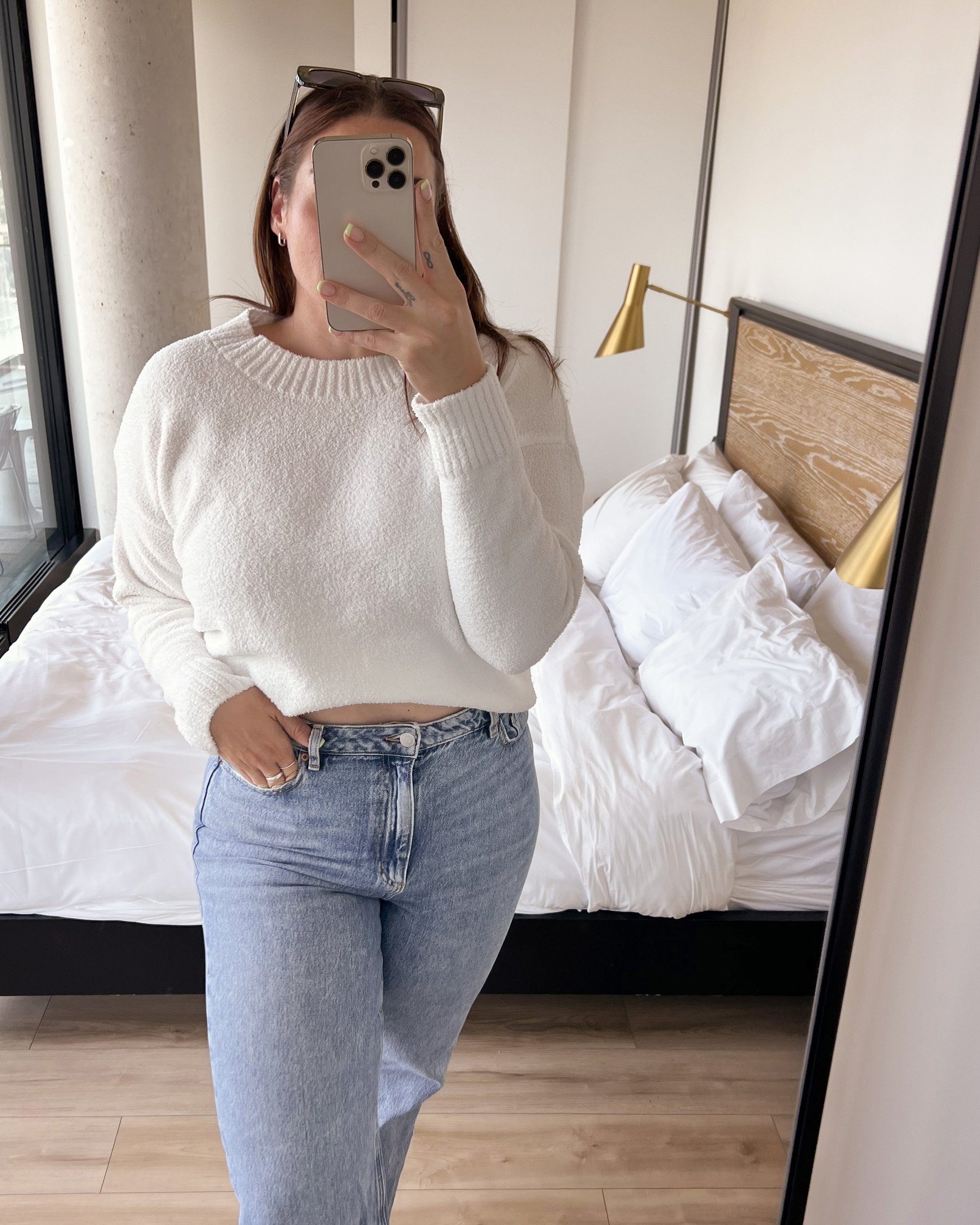 LA VIE EN ROSE Chenille Long Sleeve Shirt Snow white 50100070 - View5
