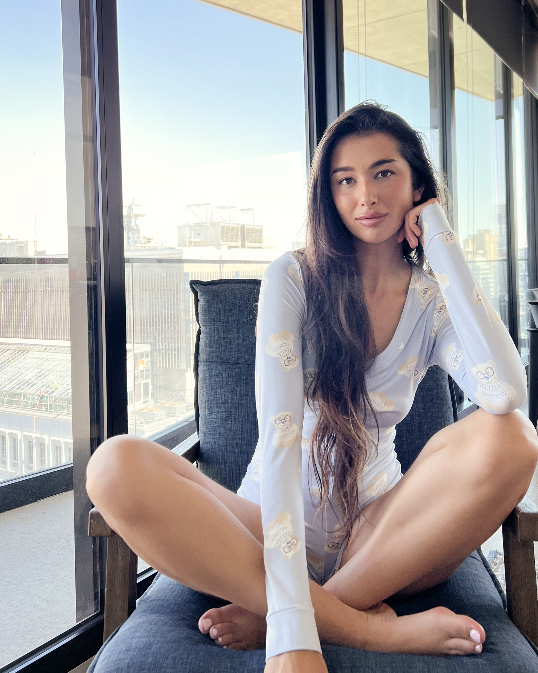 LA VIE EN ROSE Nerdy Bear Print Super Soft Romper Nerdy bear 40300041 - View5