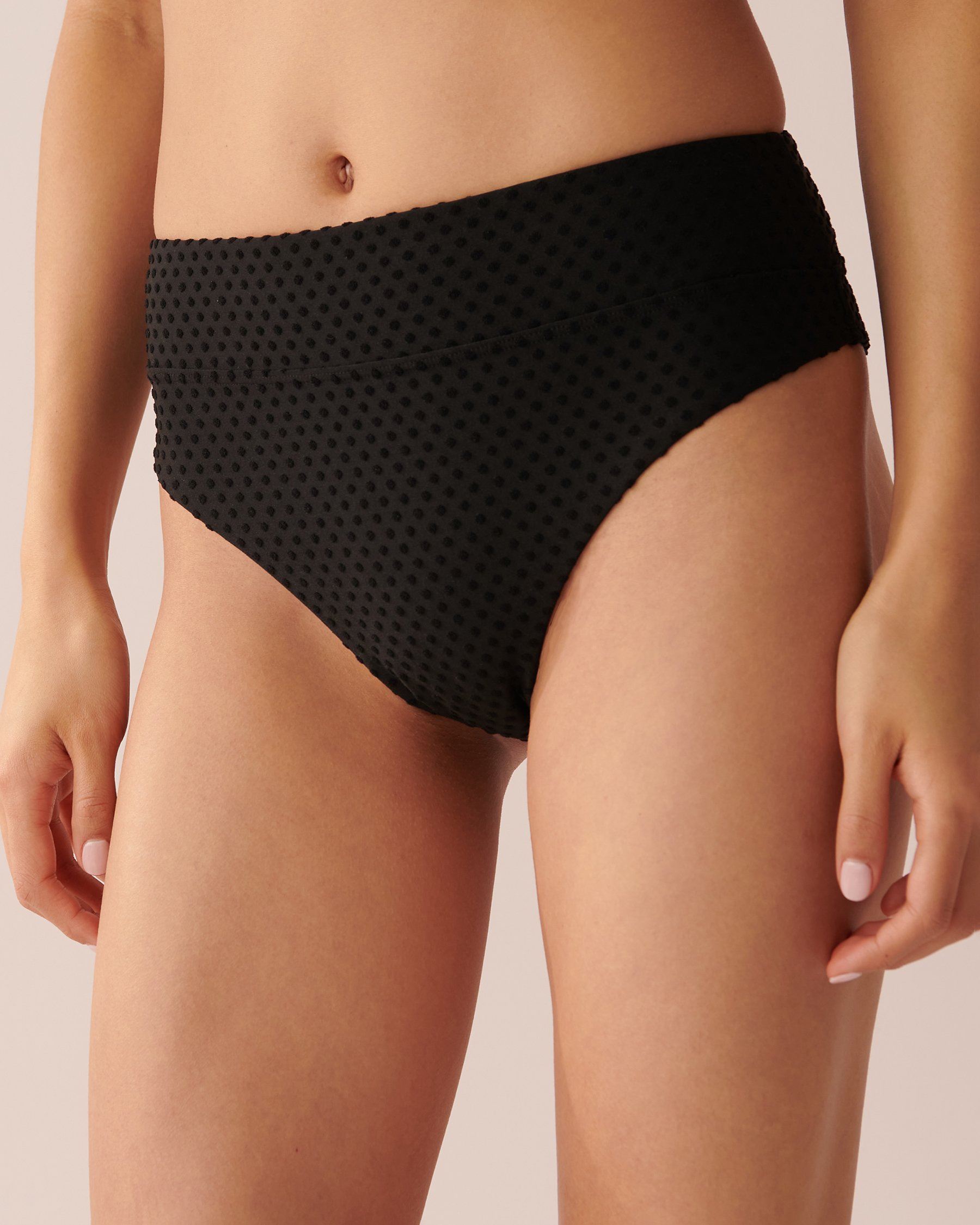 LA VIE EN ROSE AQUA TEXTURED High Leg Bikini Bottom Black polka dot 70300490 - View4