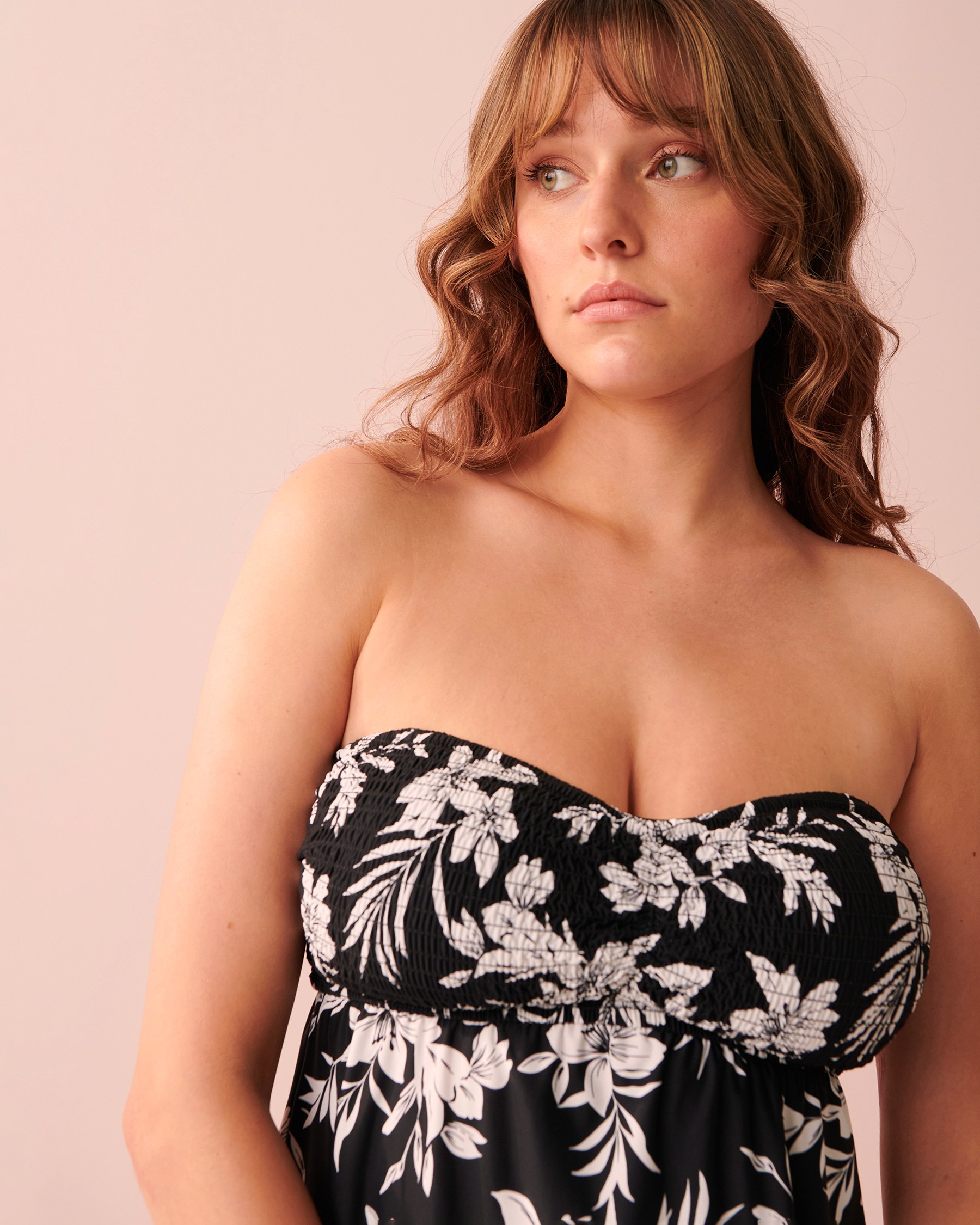 LA VIE EN ROSE AQUA CALIFORNIA D Cup Bandeau Tankini Top Californian flowers 70200102 - View4