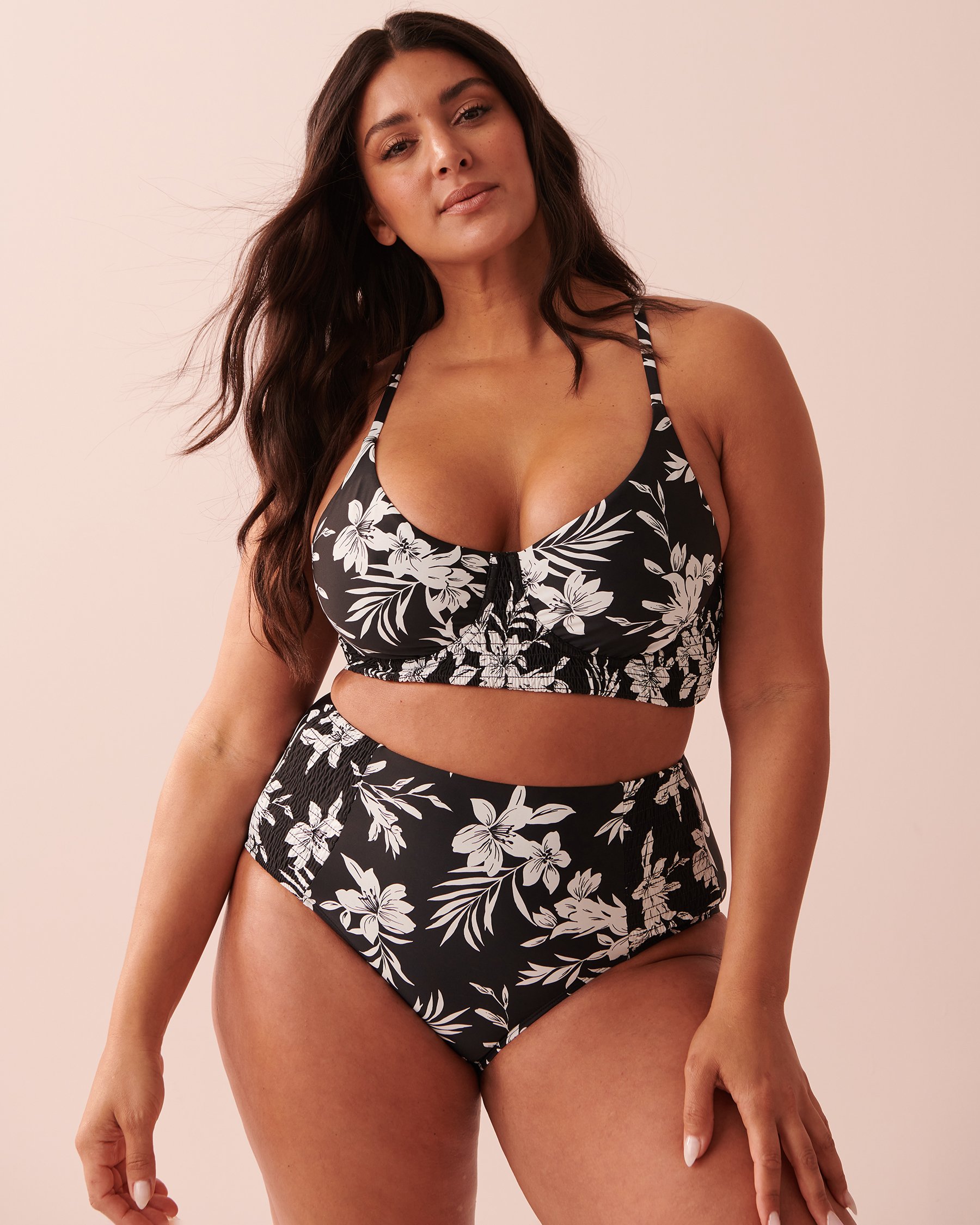 LA VIE EN ROSE AQUA Bas de bikini taille haute CALIFORNIA Fleurs californiennes 70300487 - Voir4