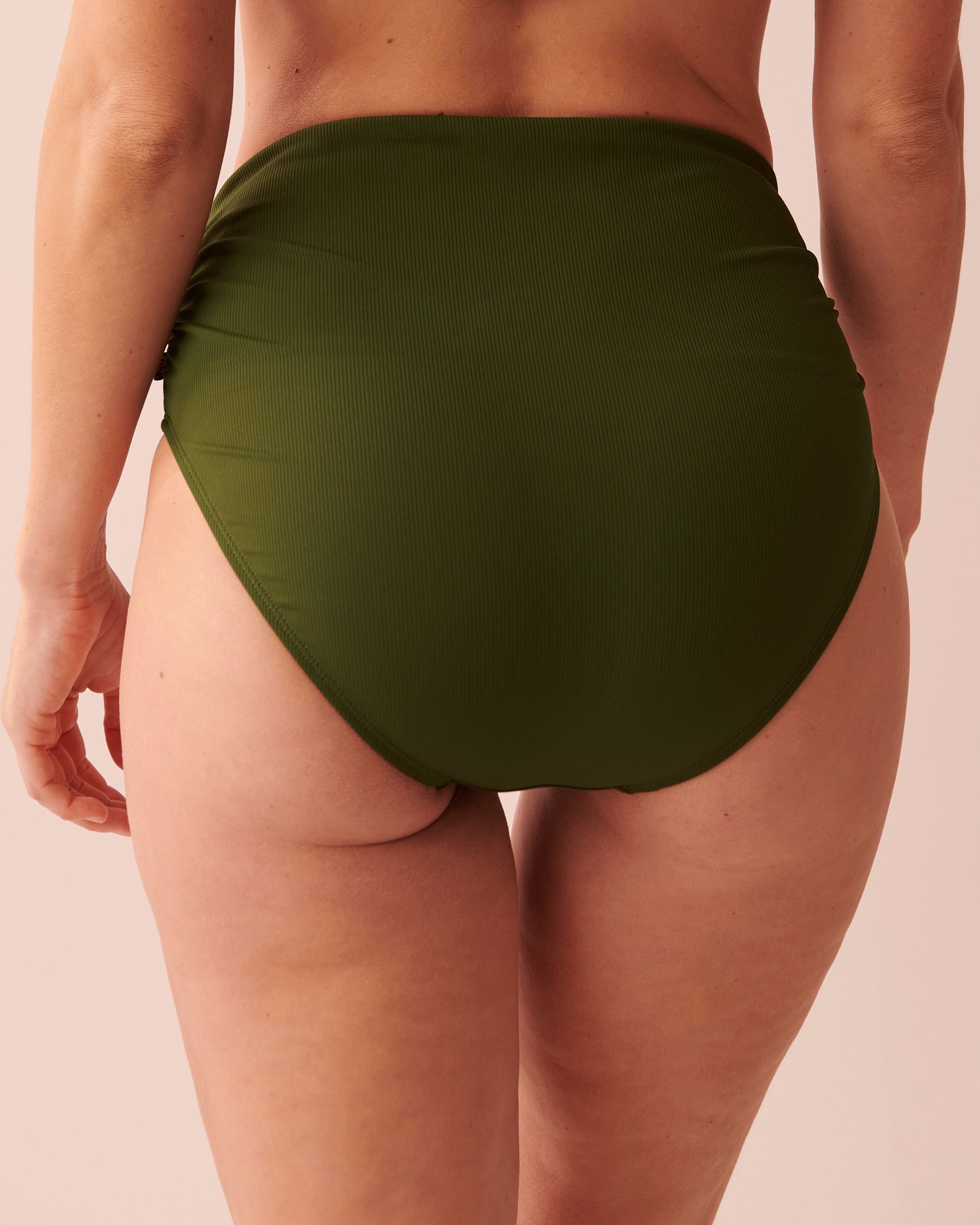 LA VIE EN ROSE AQUA SAMPIERI Shirred High Waist Bikini Bottom Palm tree green 70300495 - View2