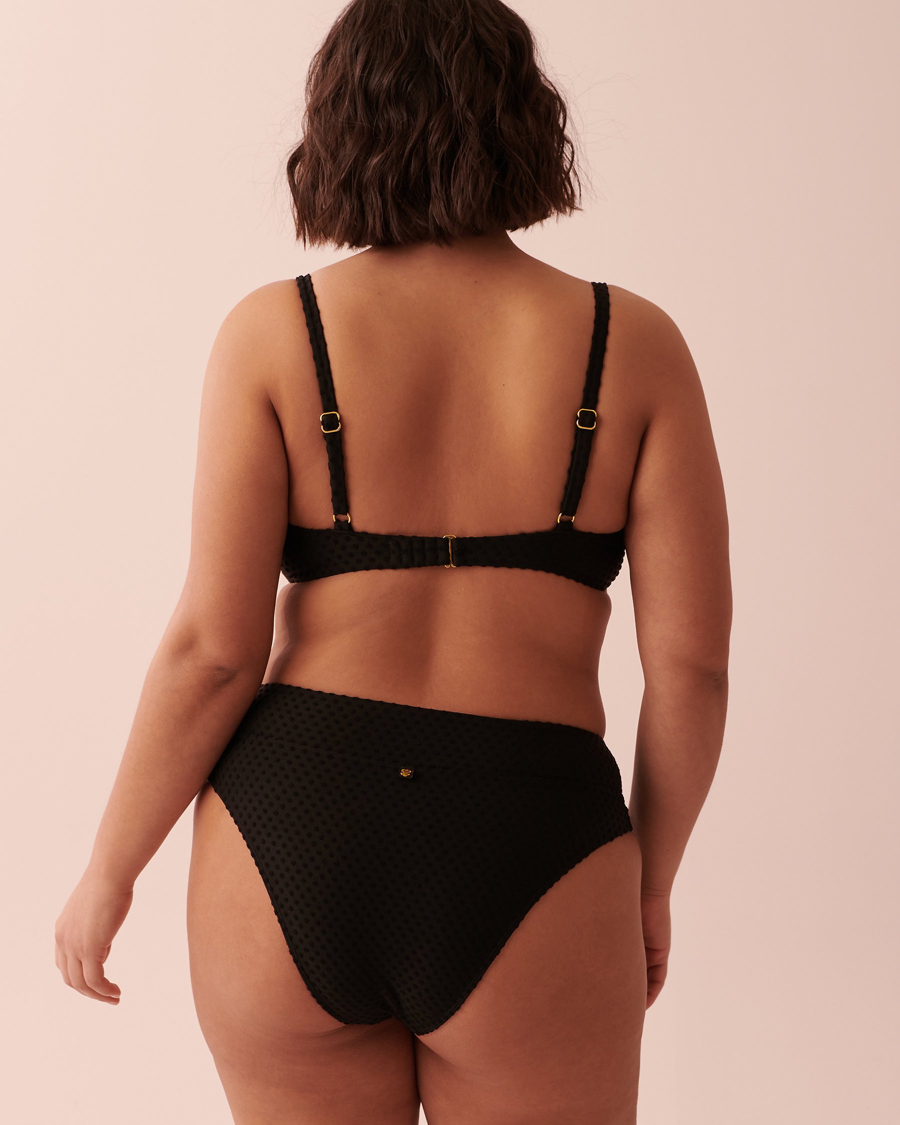 LA VIE EN ROSE AQUA TEXTURED Triangle Bikini Top Black polka dot 70100526 - View5