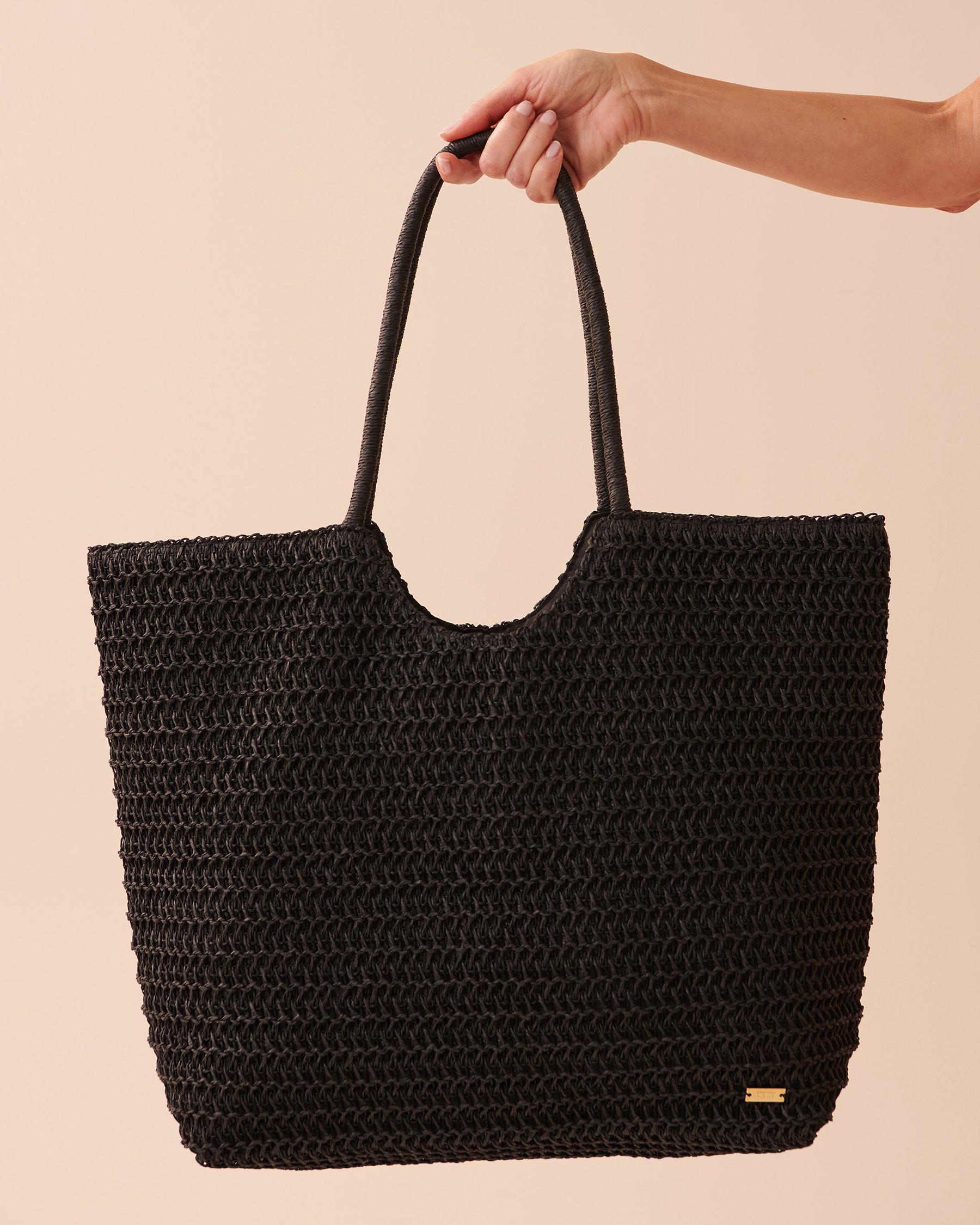 LA VIE EN ROSE AQUA Straw Bag Black 80500087 - View1