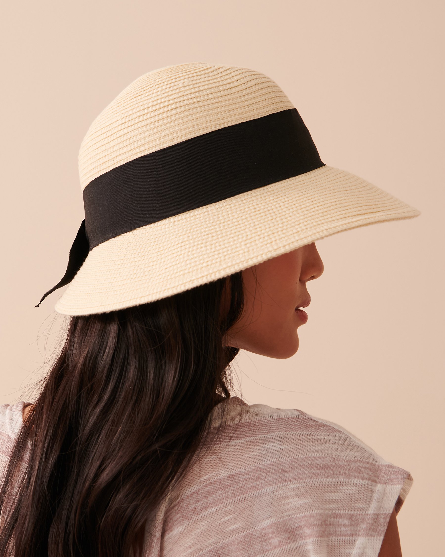 LA VIE EN ROSE AQUA Vintage Cloche Hat with Scarf Straw 80500088 - View3