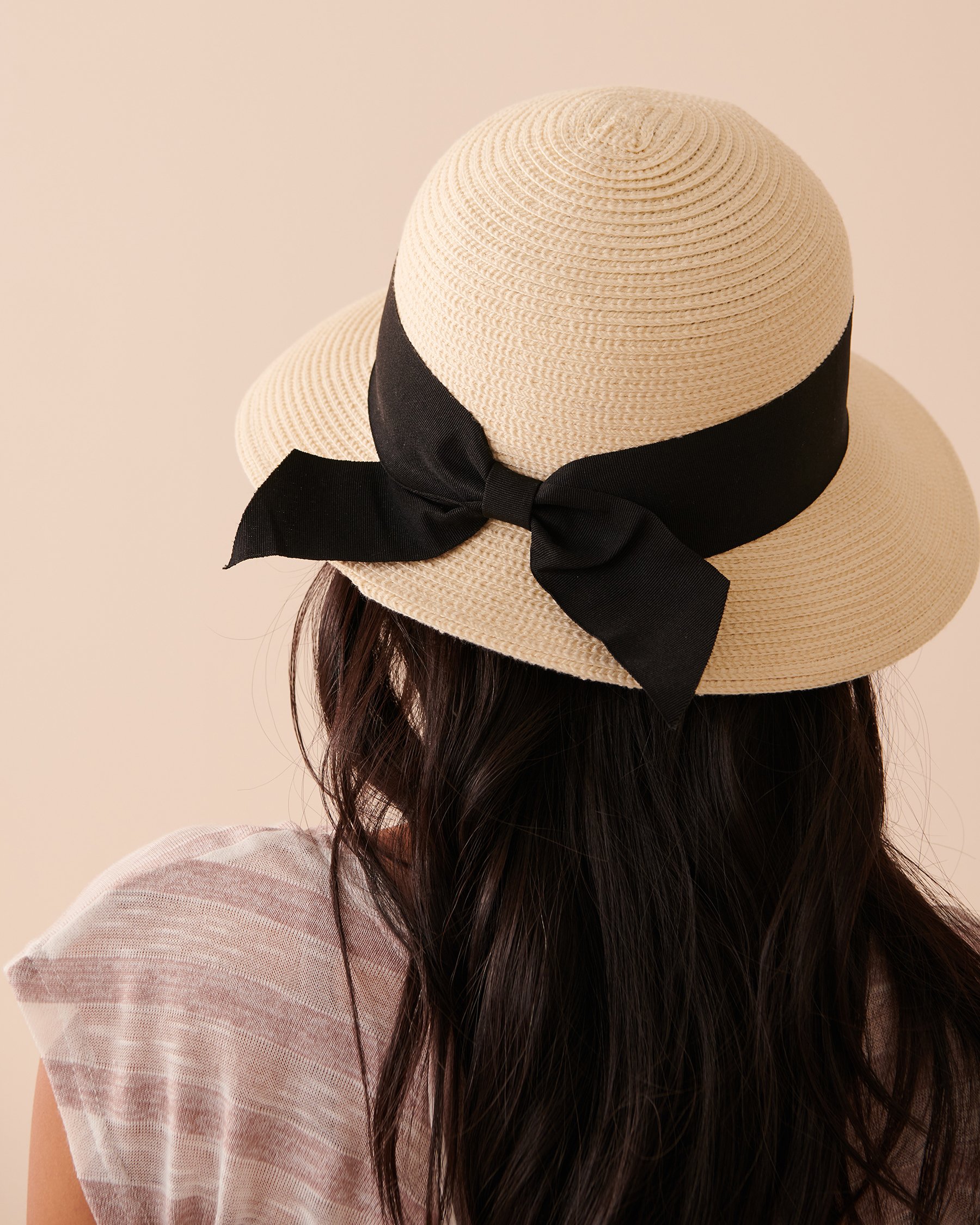 LA VIE EN ROSE AQUA Chapeau cloche vintage avec foulard Paille 80500088 - View2