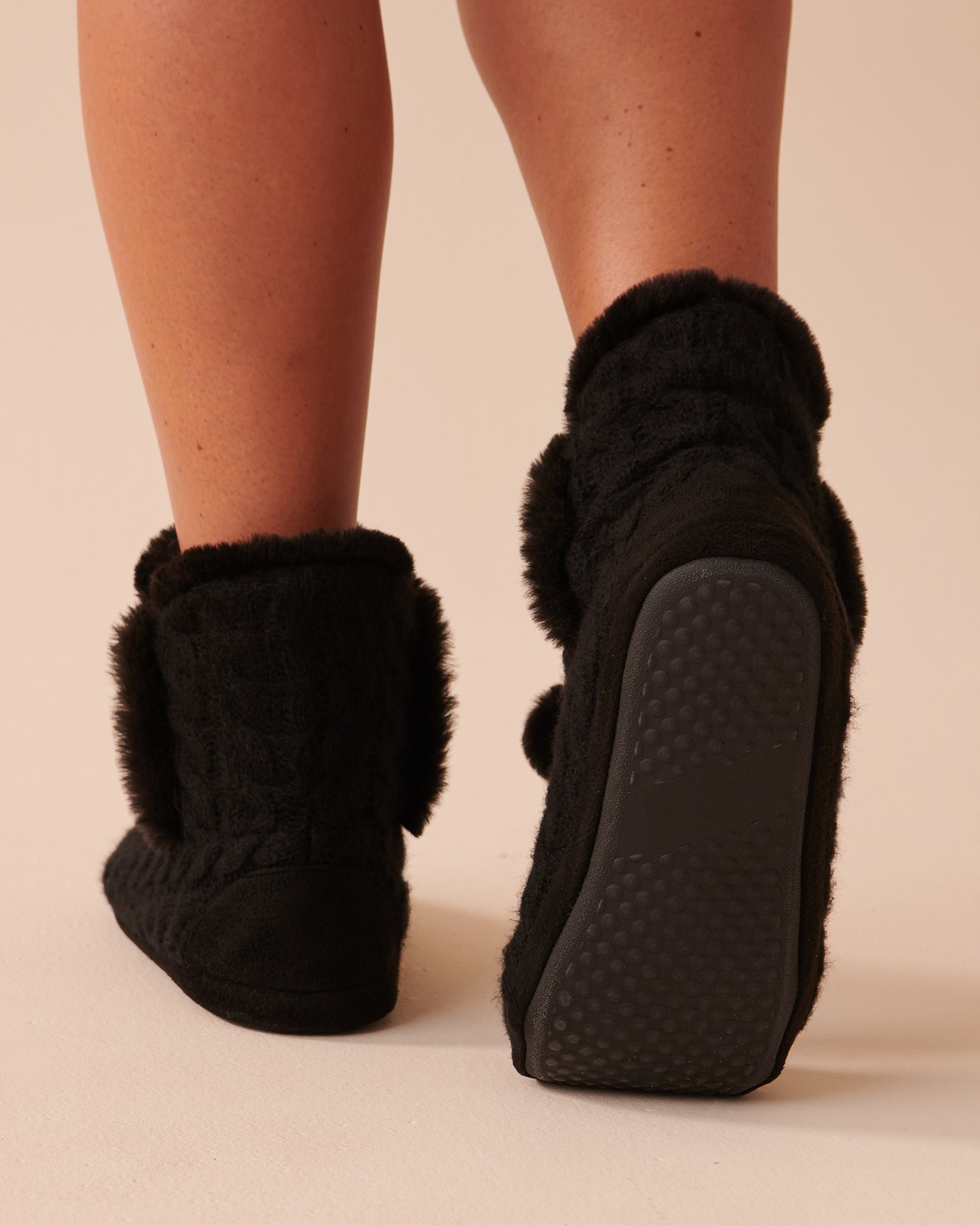 LA VIE EN ROSE Pompom Knitted Bootie Slippers Starry Night 40700297 - View2