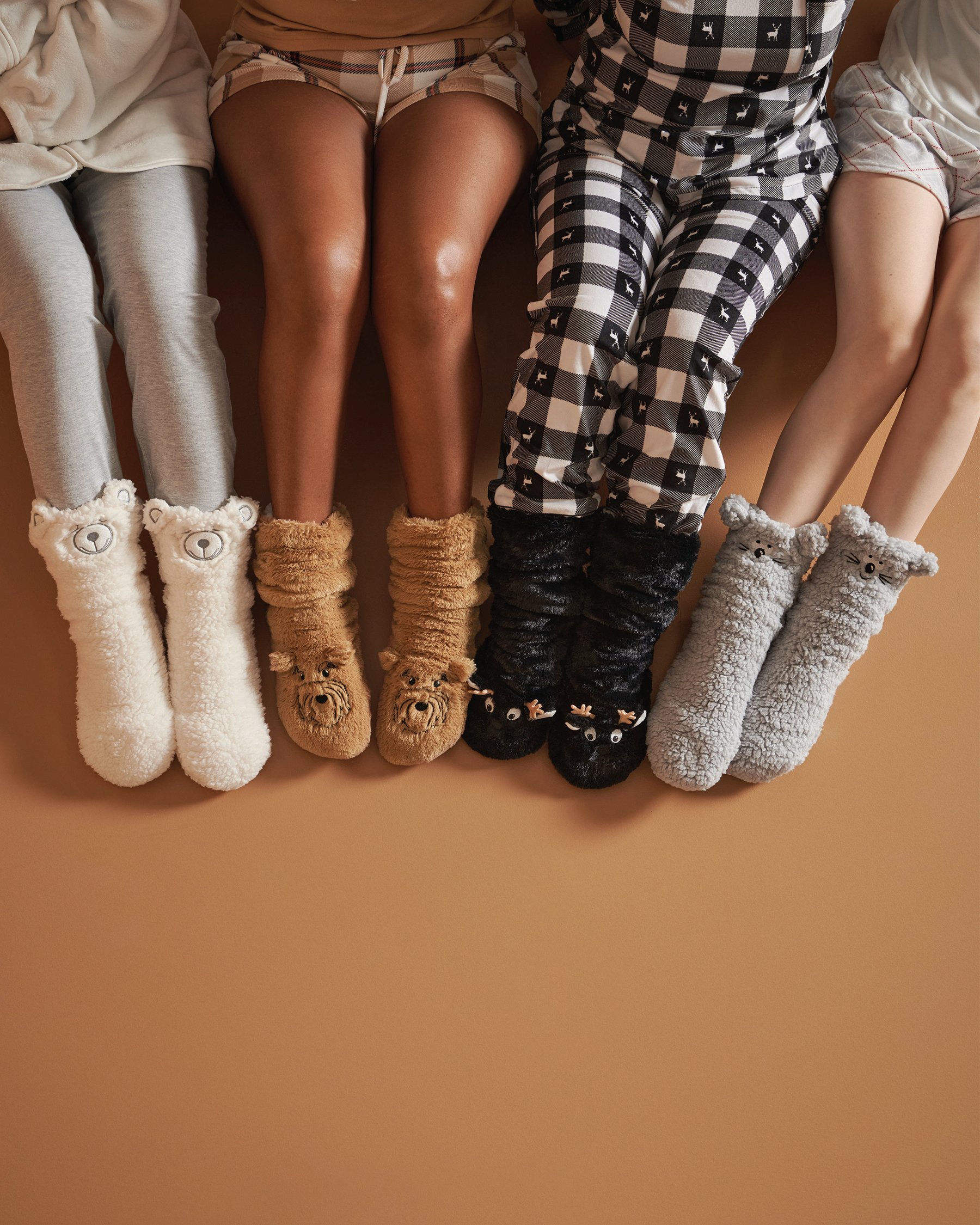 LA VIE EN ROSE Teddy Bear Sherpa Socks Snow White 40700310 - View3