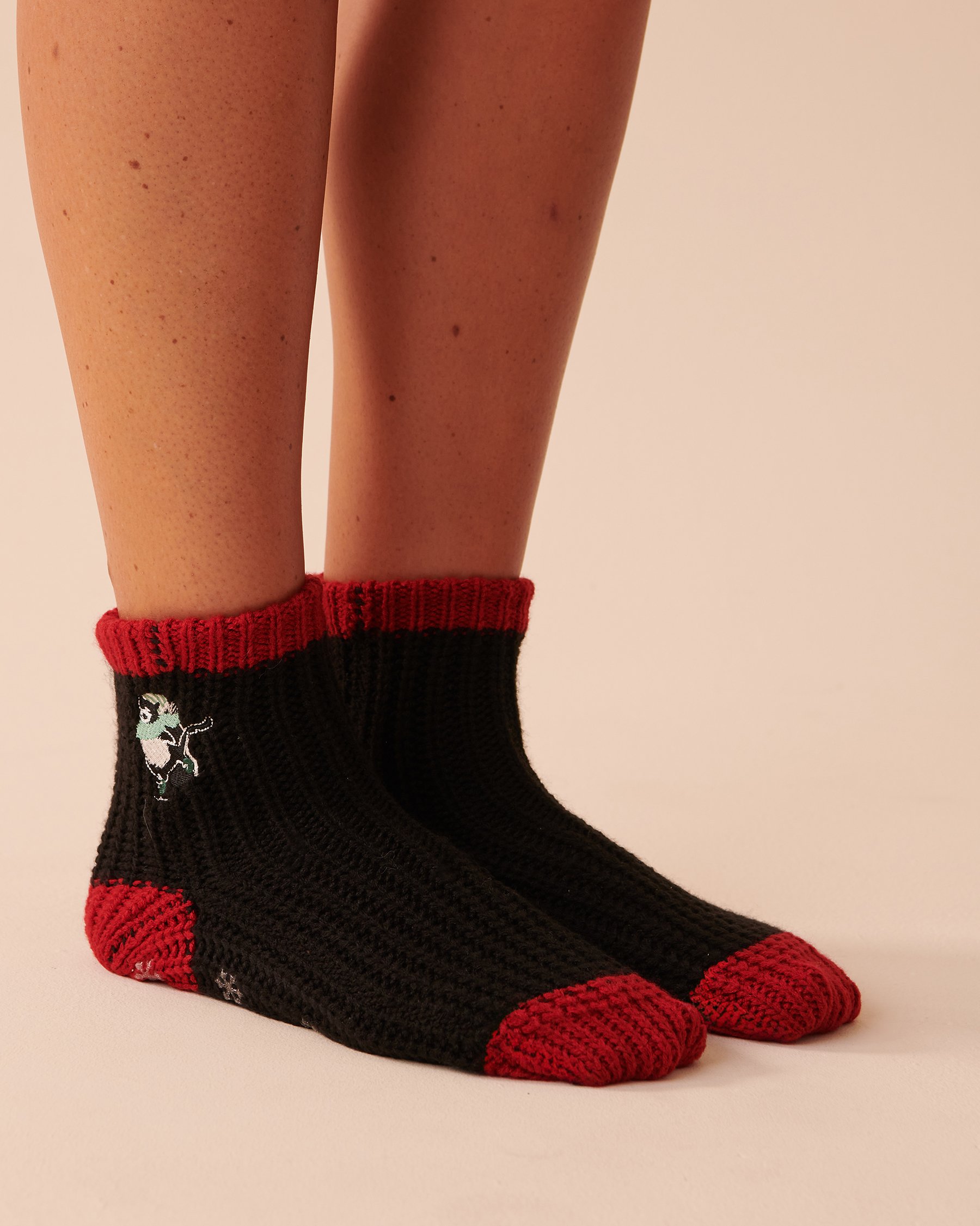 LA VIE EN ROSE Bas en tricot avec broderie hivernale Nuit étoilée 40700295 - View1