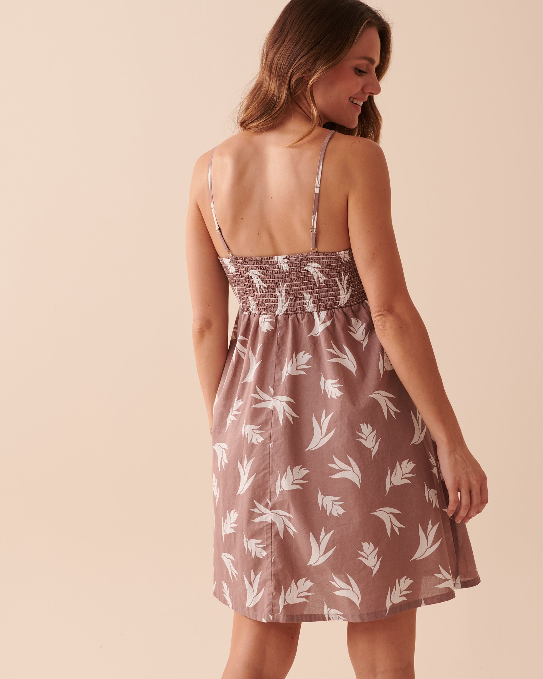 LA VIE EN ROSE AQUA Sleeveless Cotton Botanical Dress Minimalist Bird of Paradise 80300076 - View3