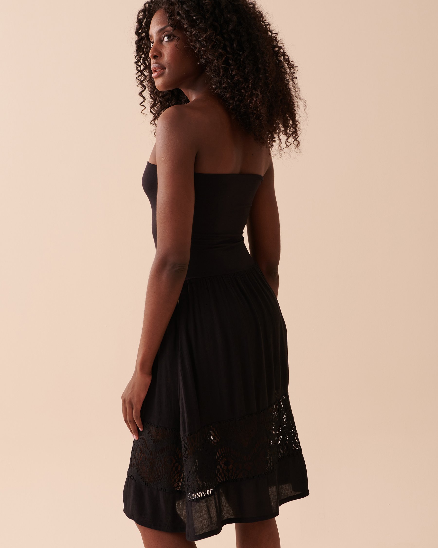 LA VIE EN ROSE AQUA Long Skirt with Crochet Details Black 80200037 - View5