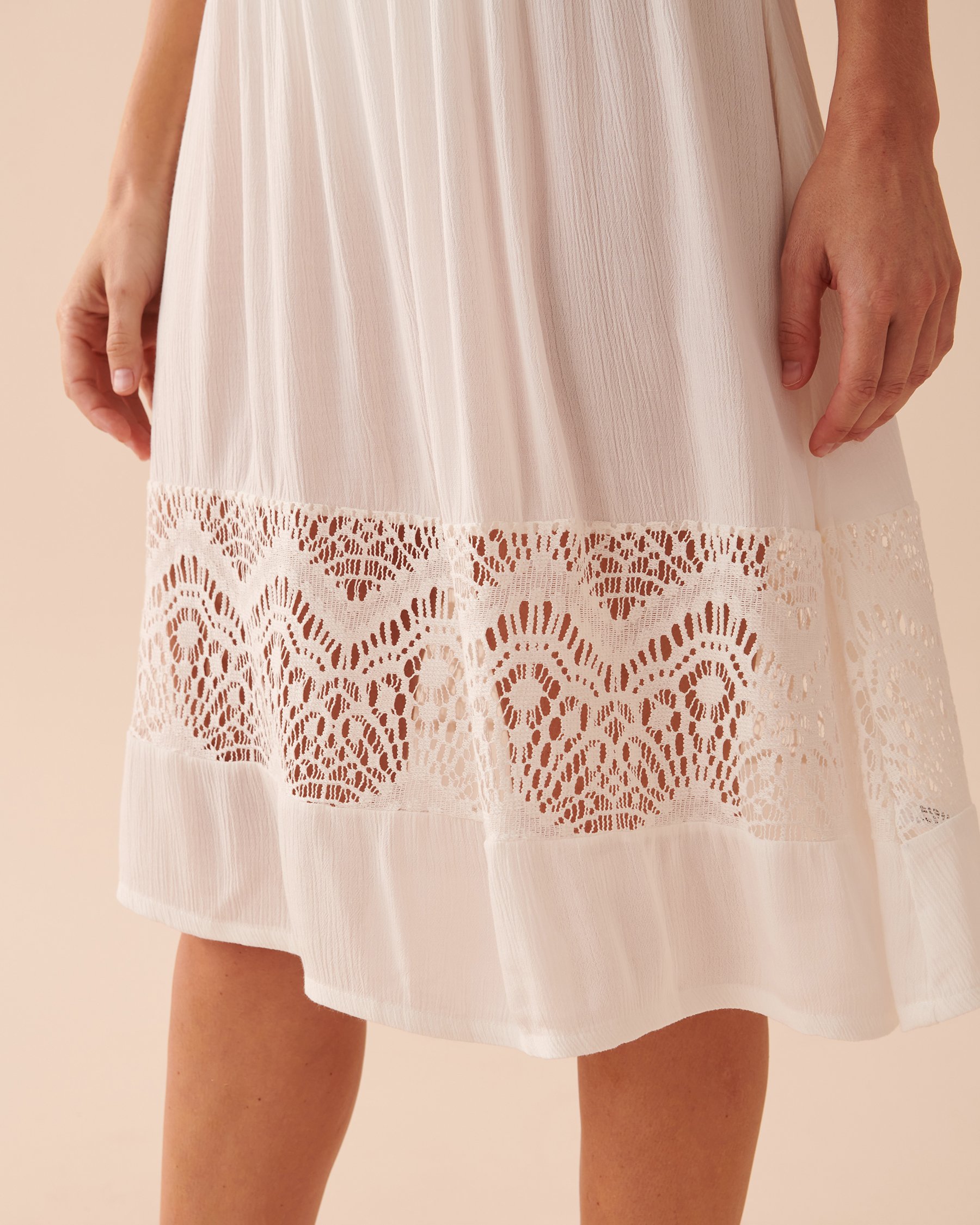 LA VIE EN ROSE AQUA Long Skirt with Crochet Details Seashell 80200037 - View4