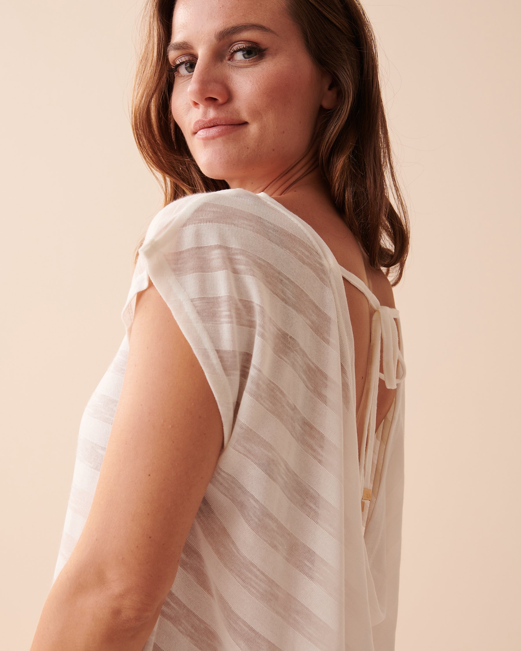 LA VIE EN ROSE AQUA Shadow Stripe Mesh Tunic Seashell shadow stripes 80400044 - View3