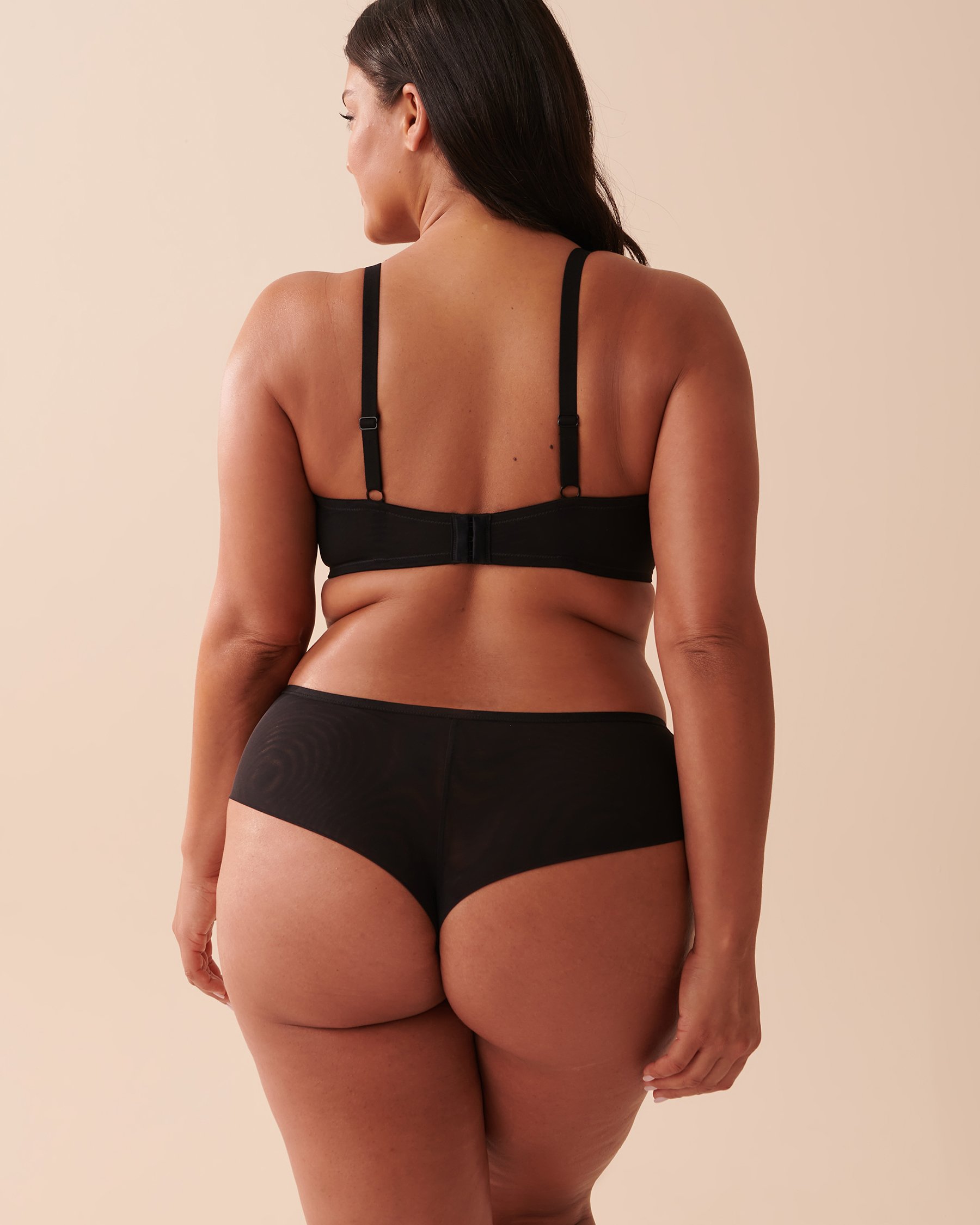 LA VIE EN ROSE Unlined Shimmering Lace and Mesh Bra Salted Caramel 10100122 - View2