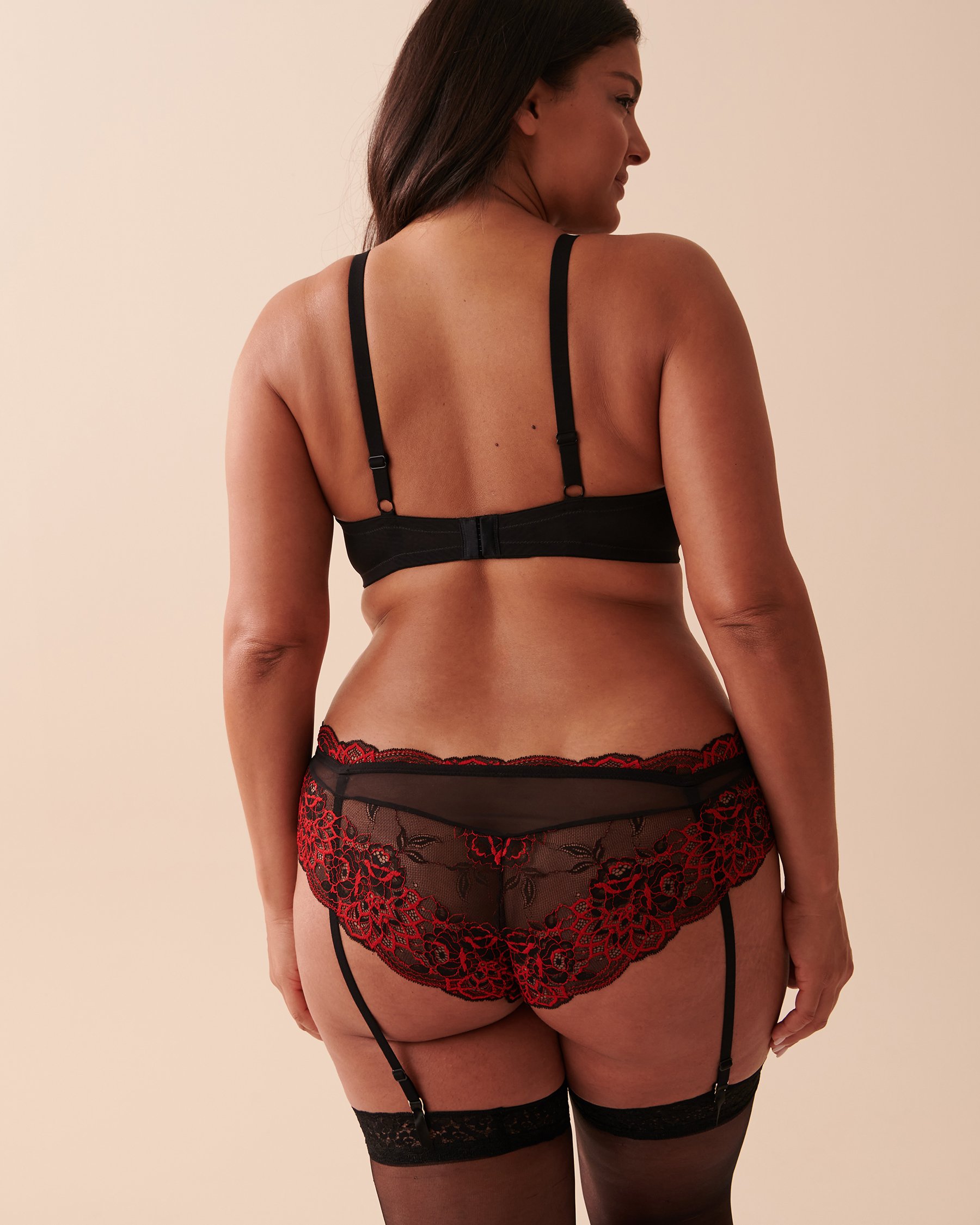 LA VIE EN ROSE Lightly Lined 2-tone Lace Bra Jingle Red 10200334 - View2