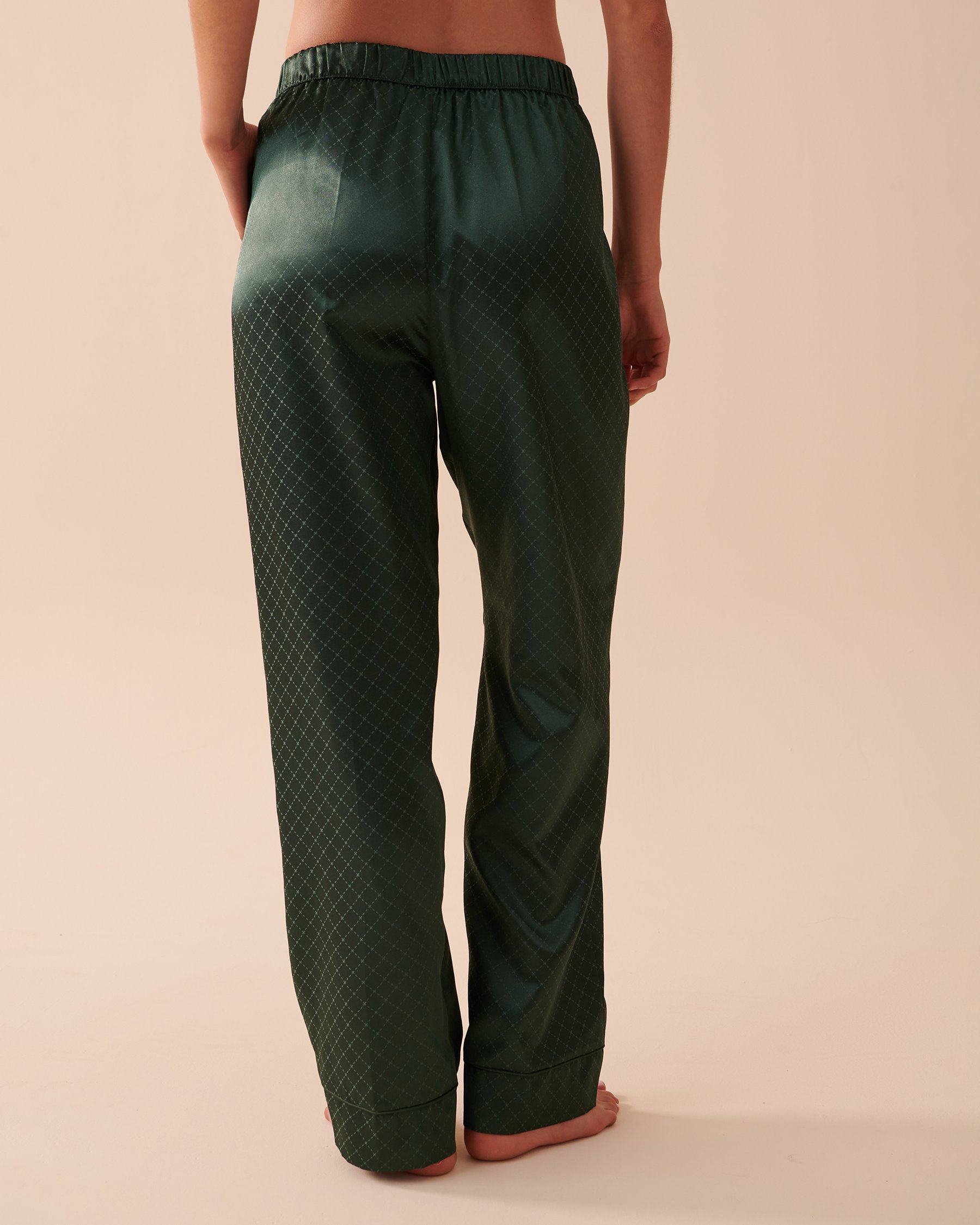 LA VIE EN ROSE Jacquard Satin Pajama Set Pine Green 60400031 - View6