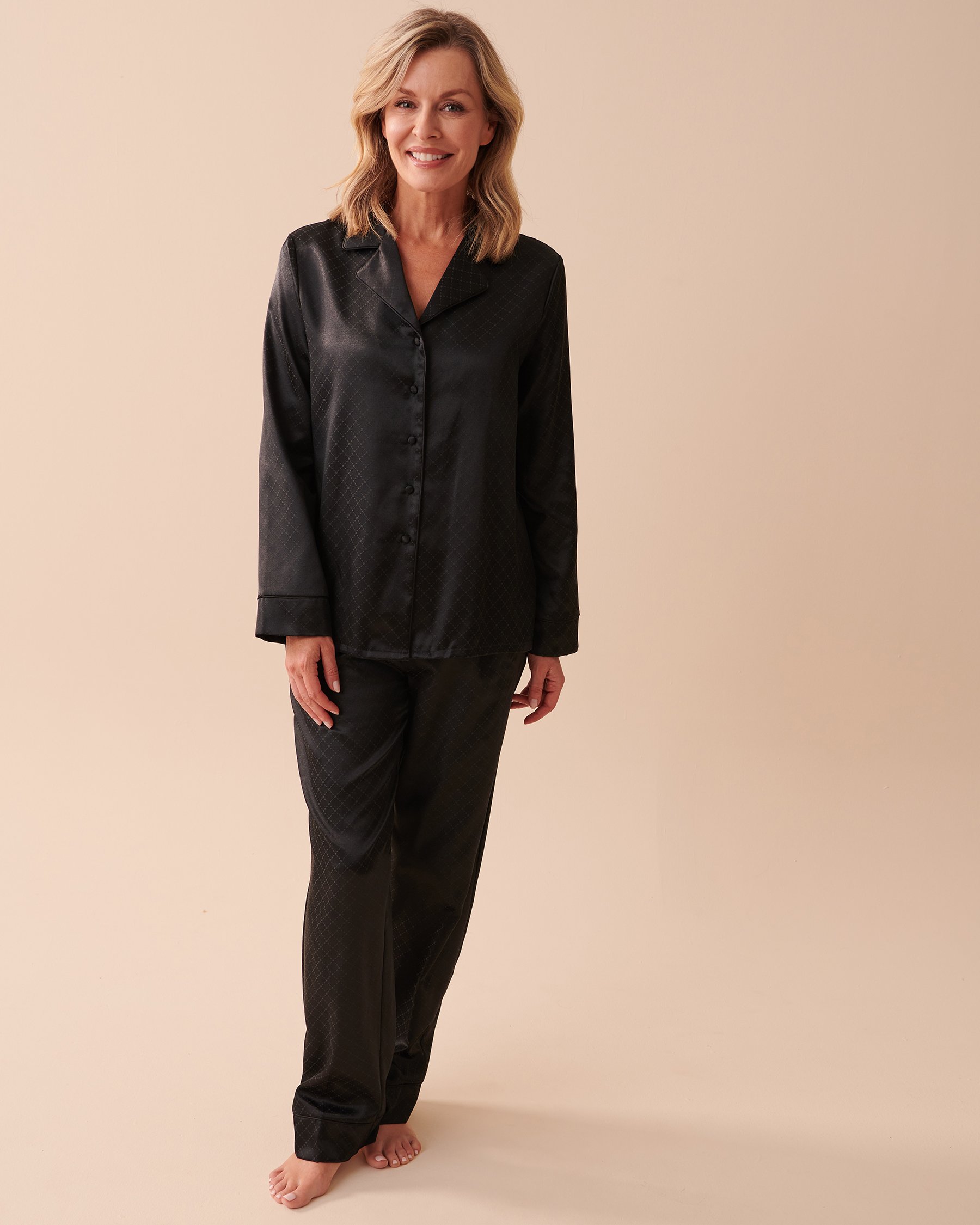 LA VIE EN ROSE Jacquard Satin Pajama Set Starry Night 60400031 - View1