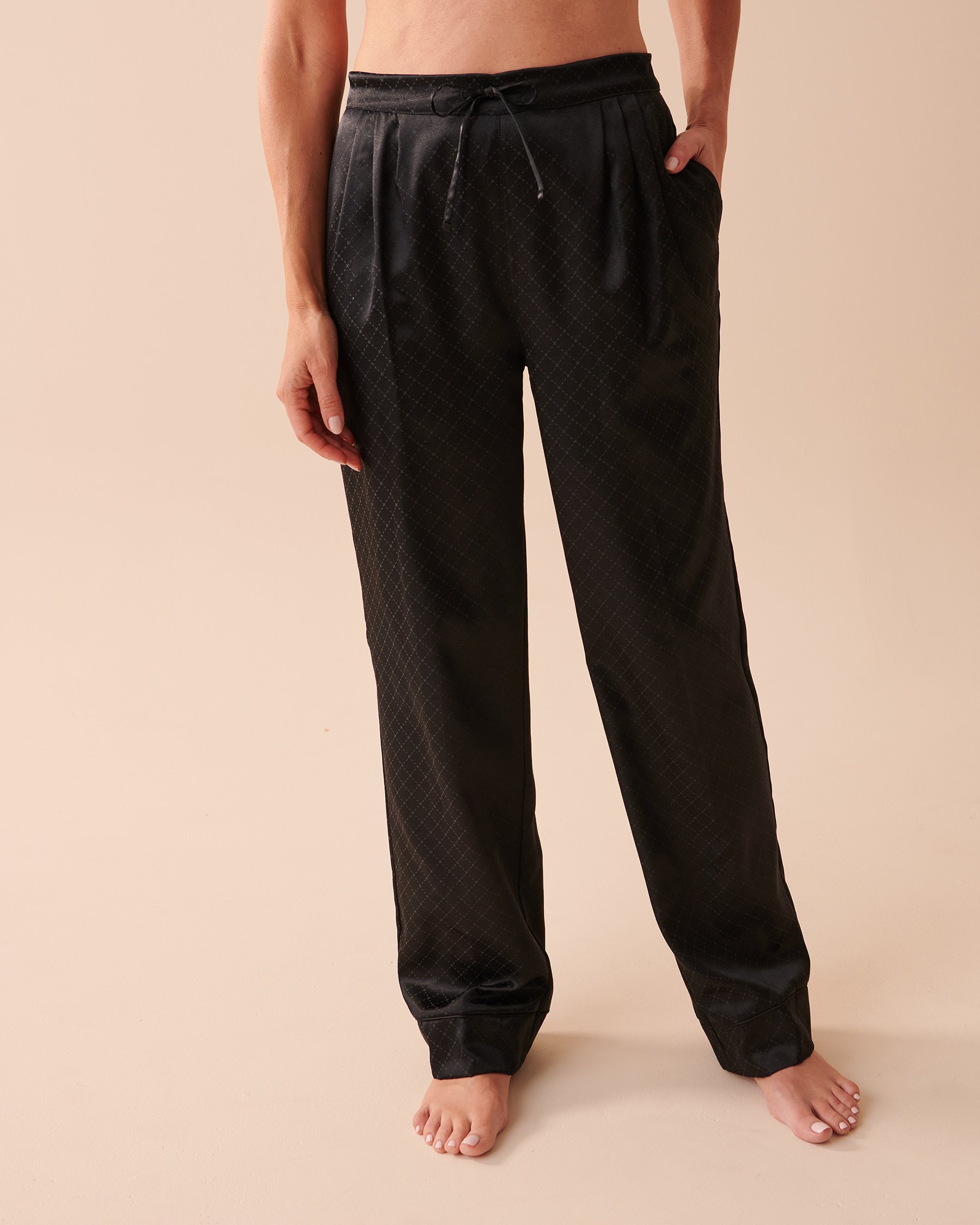 LA VIE EN ROSE Jacquard Satin Pajama Set Starry Night 60400031 - View4