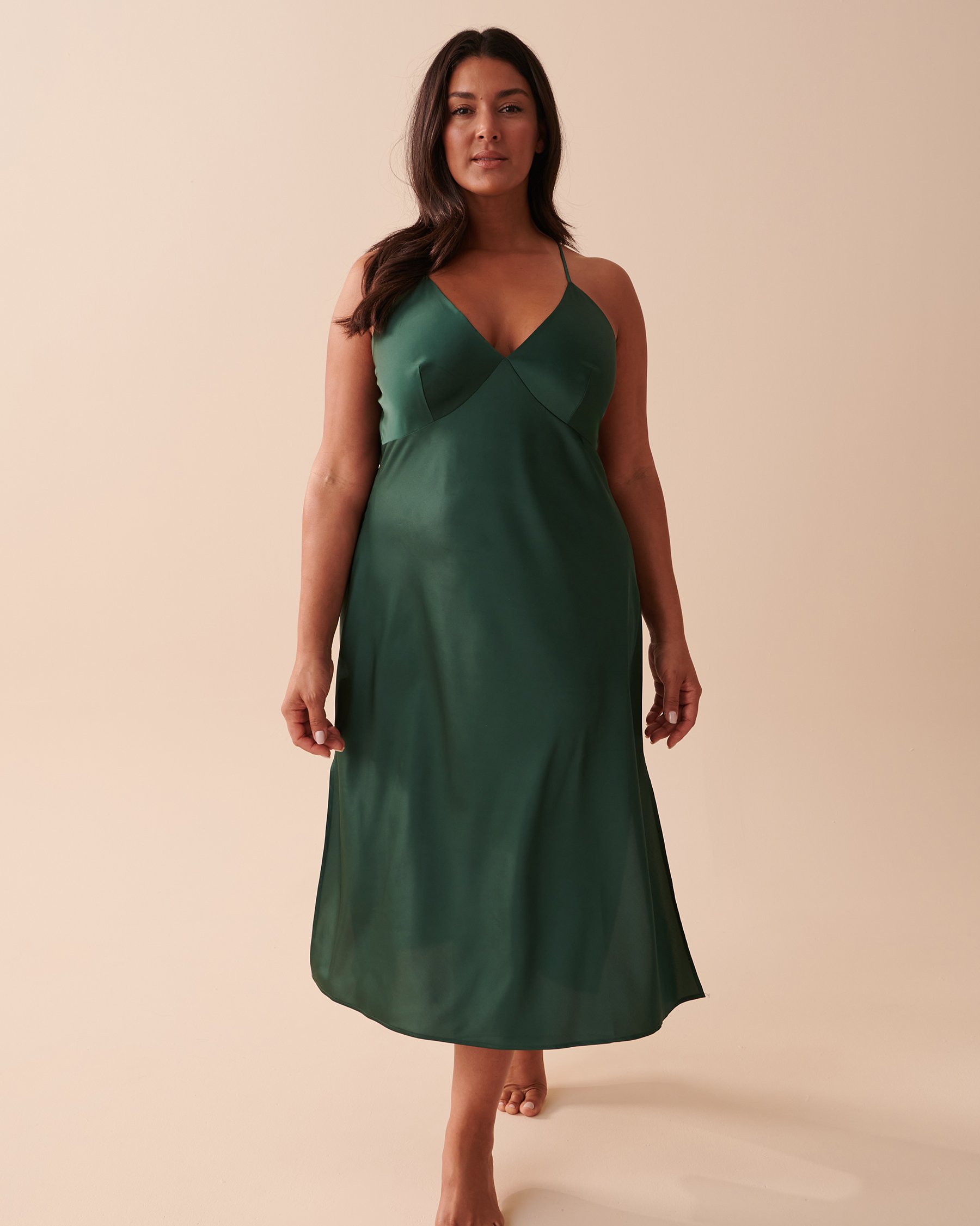 LA VIE EN ROSE Nuisette en satin Vert sapin 60500121 - Voir1