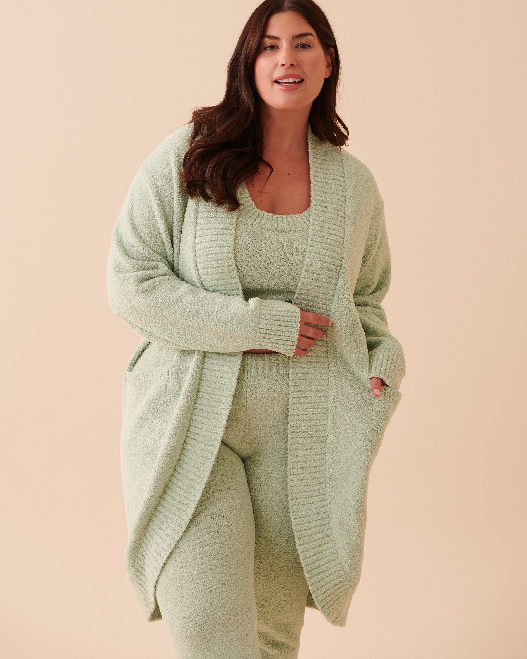 LA VIE EN ROSE Chenille Cardigan Mint Creams 50500011 - View1