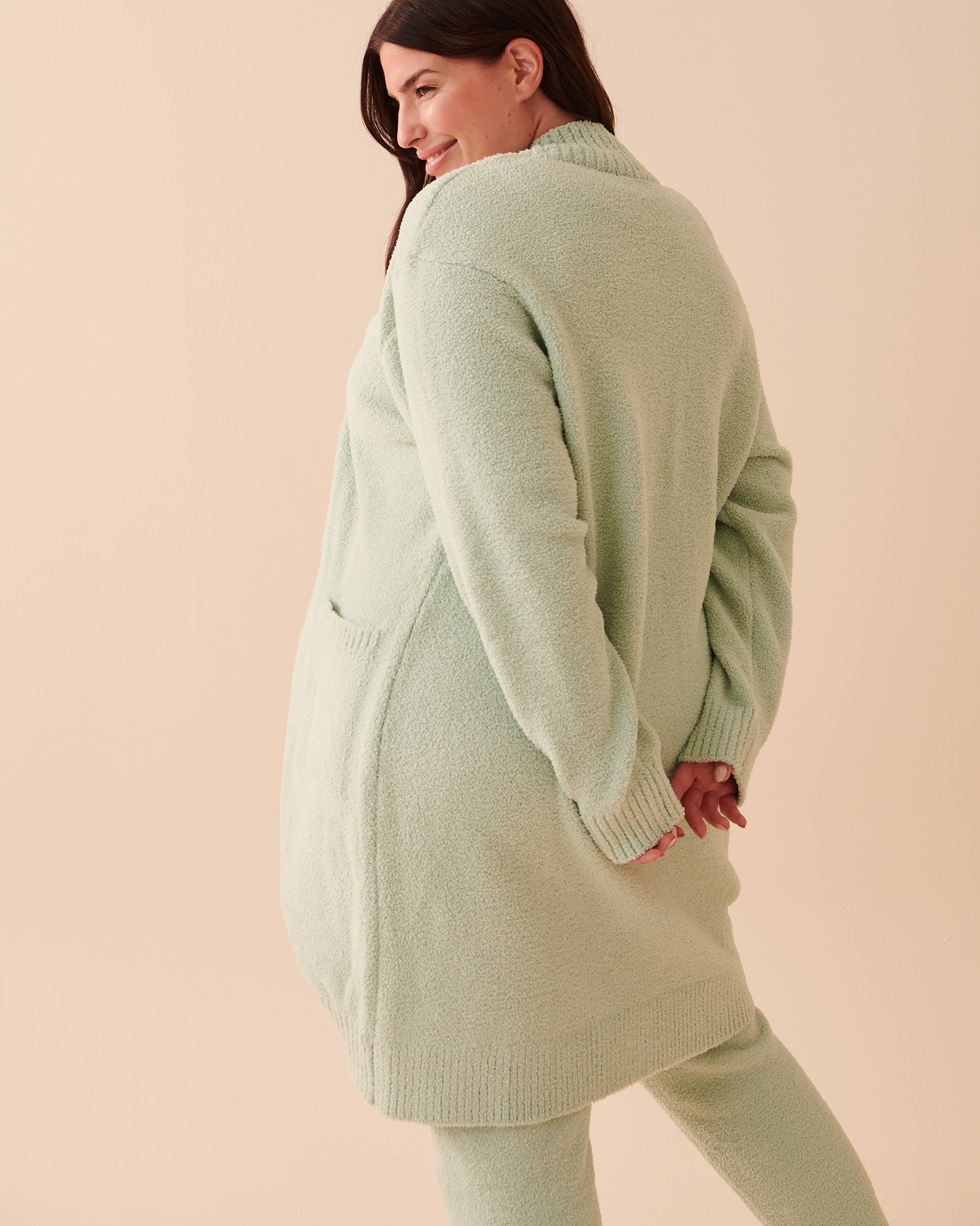 LA VIE EN ROSE Chenille Cardigan Mint Creams 50500011 - View2