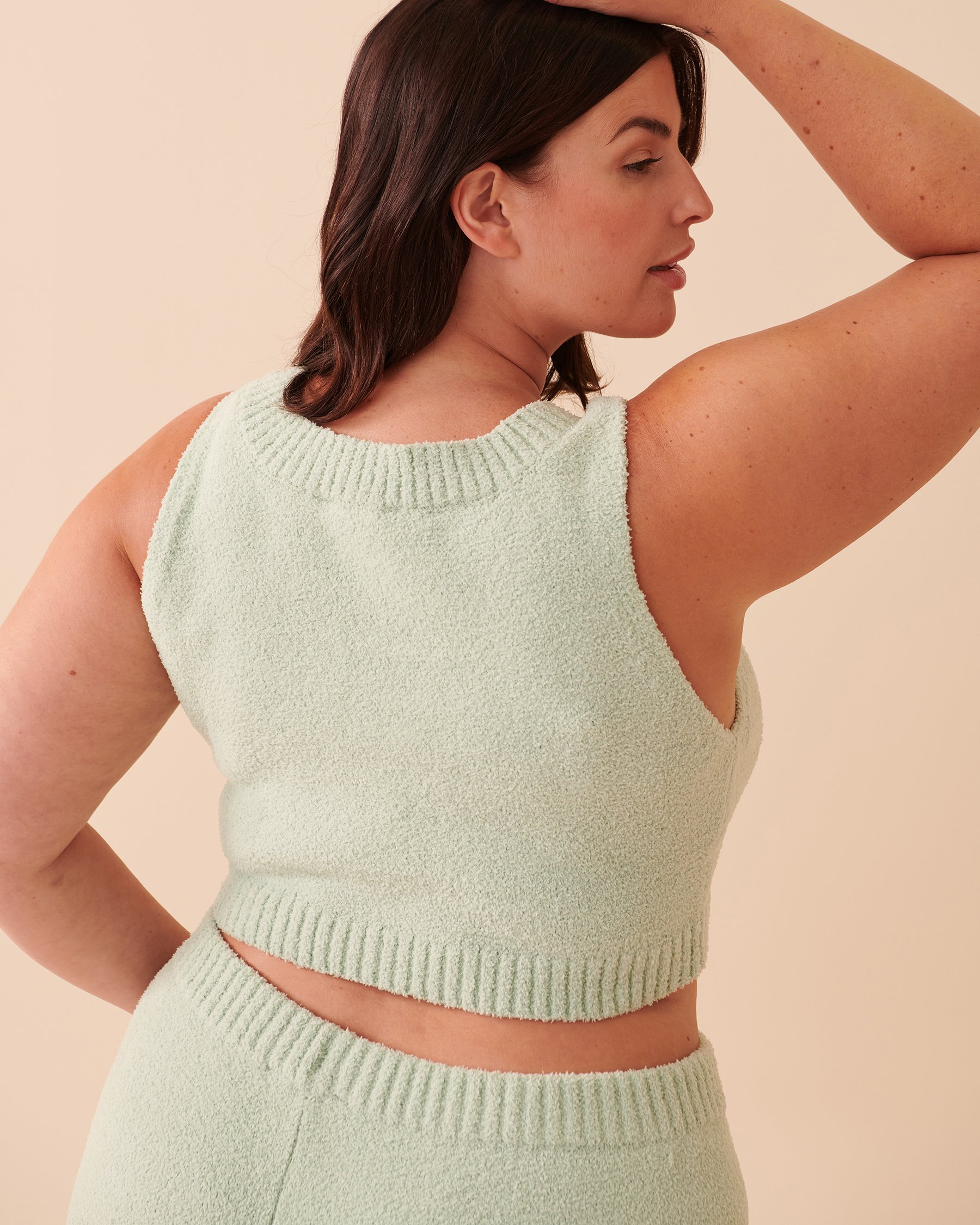 LA VIE EN ROSE Chenille Crop Cami Mint Creams 50100077 - View5