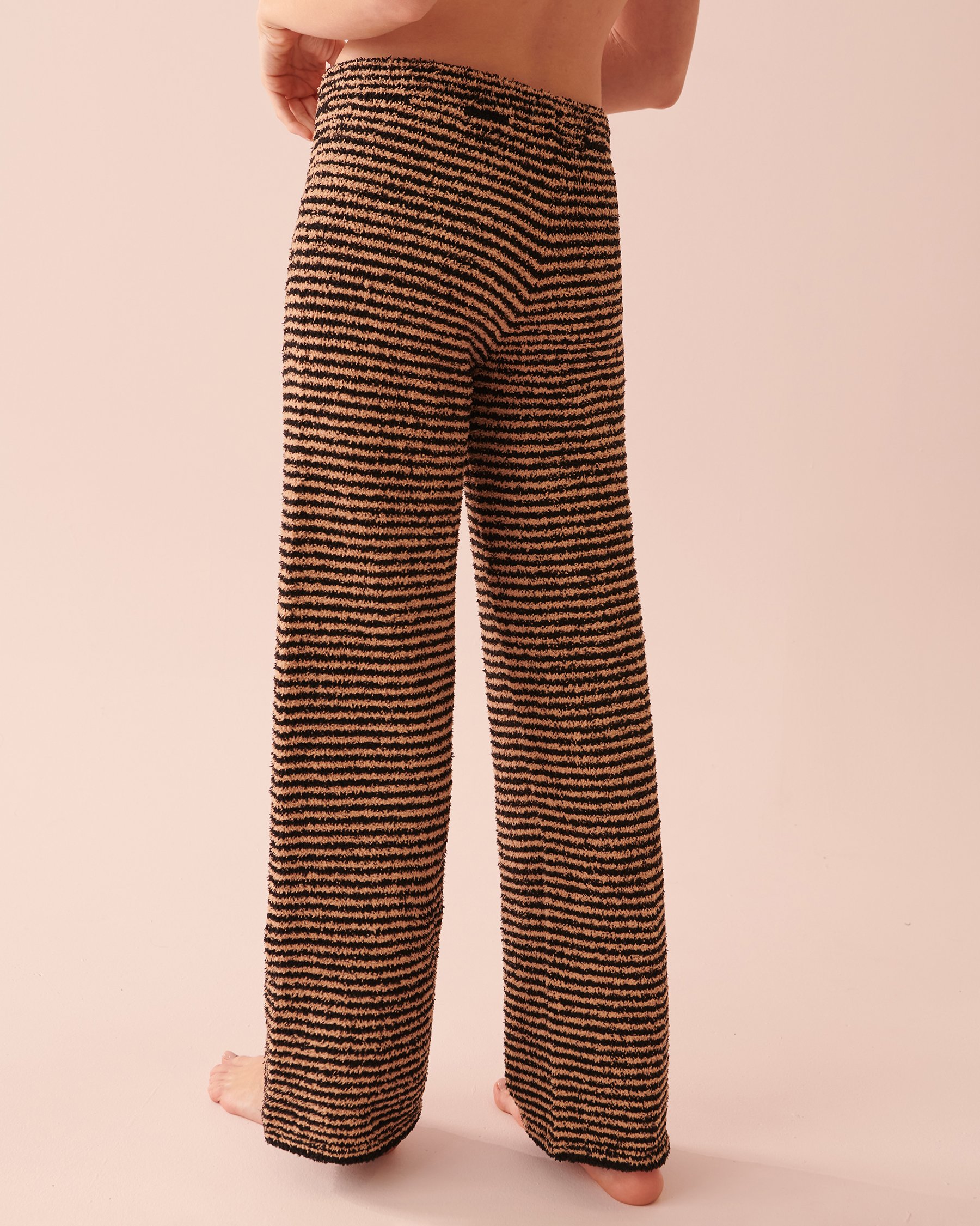LA VIE EN ROSE Chenille Pants Black and Caramel Stripes 50200062 - View2