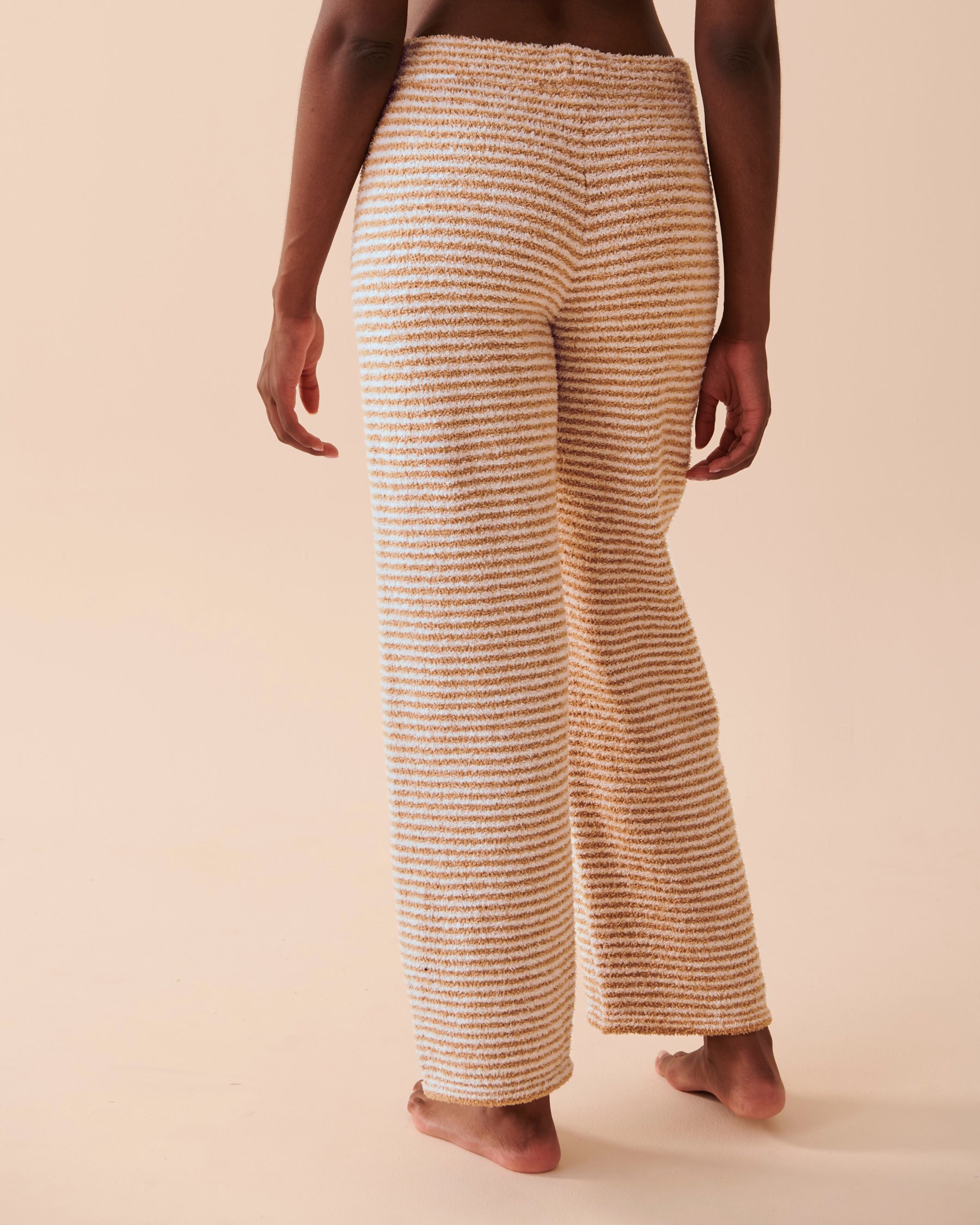 LA VIE EN ROSE Chenille Pants White and Caramel Stripes 50200062 - View2