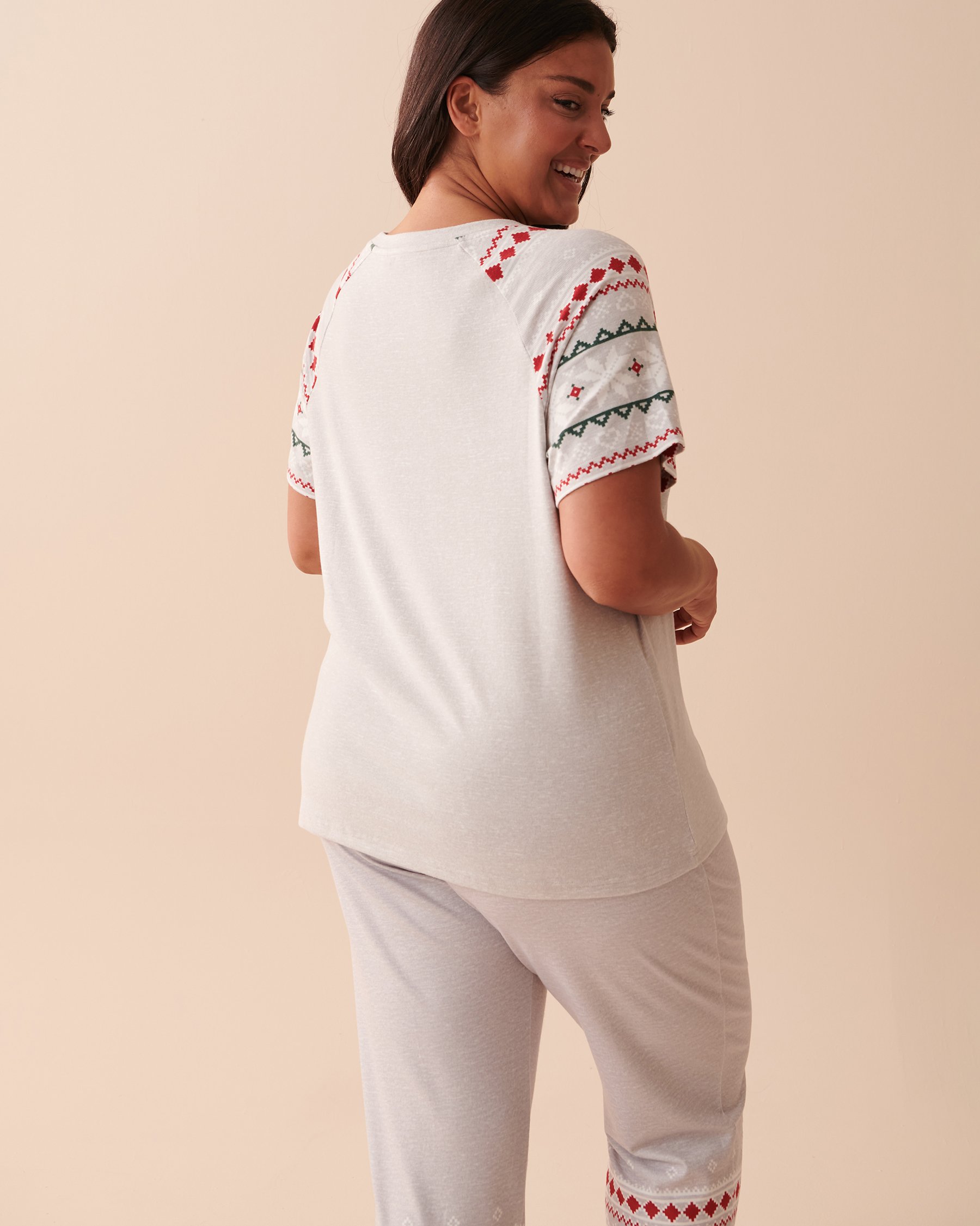 LA VIE EN ROSE Recycled Fibers Fear Isle Crew Neck T-shirt Stardust 40100496 - View2
