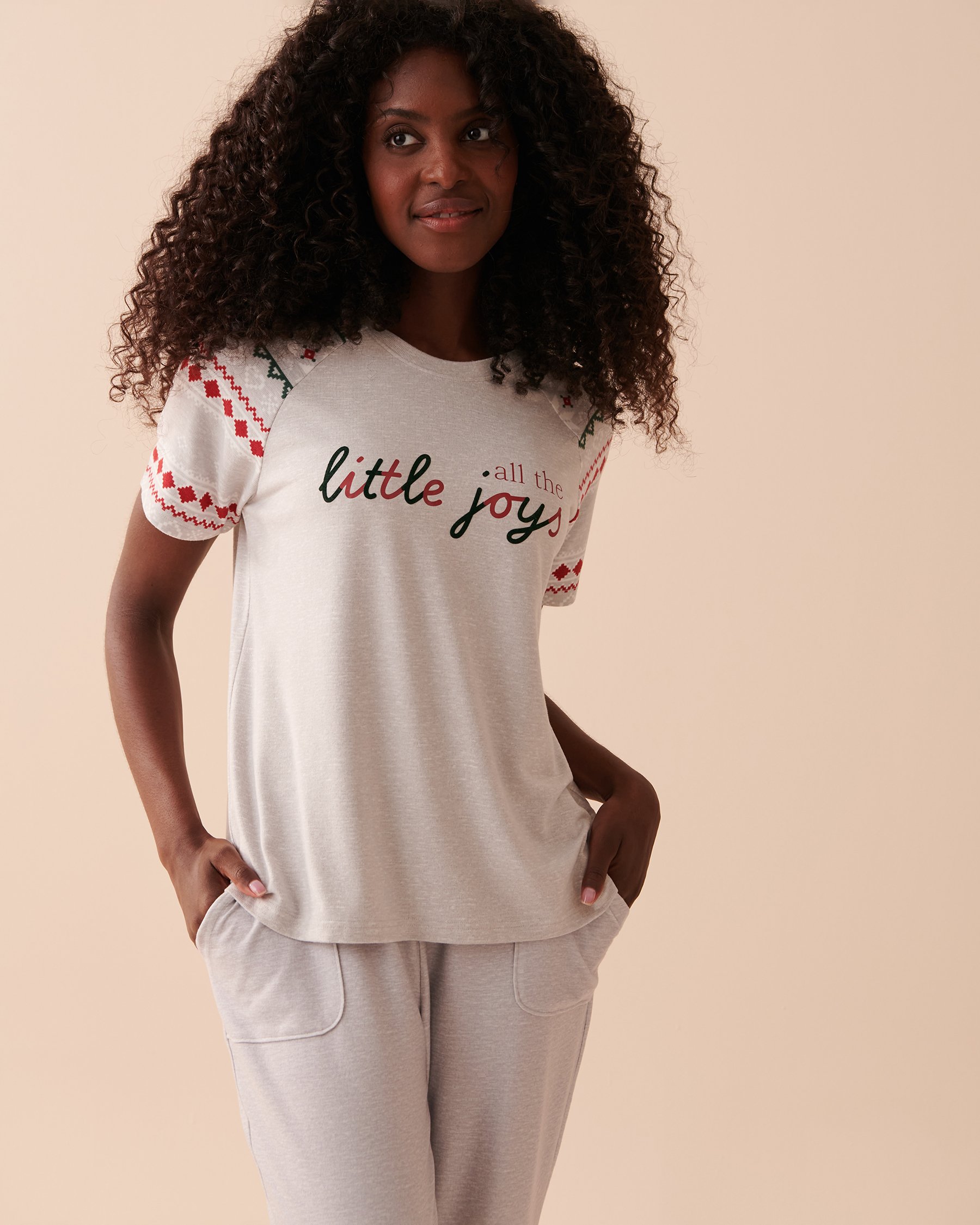LA VIE EN ROSE Recycled Fibers Fear Isle Crew Neck T-shirt Stardust 40100496 - View4