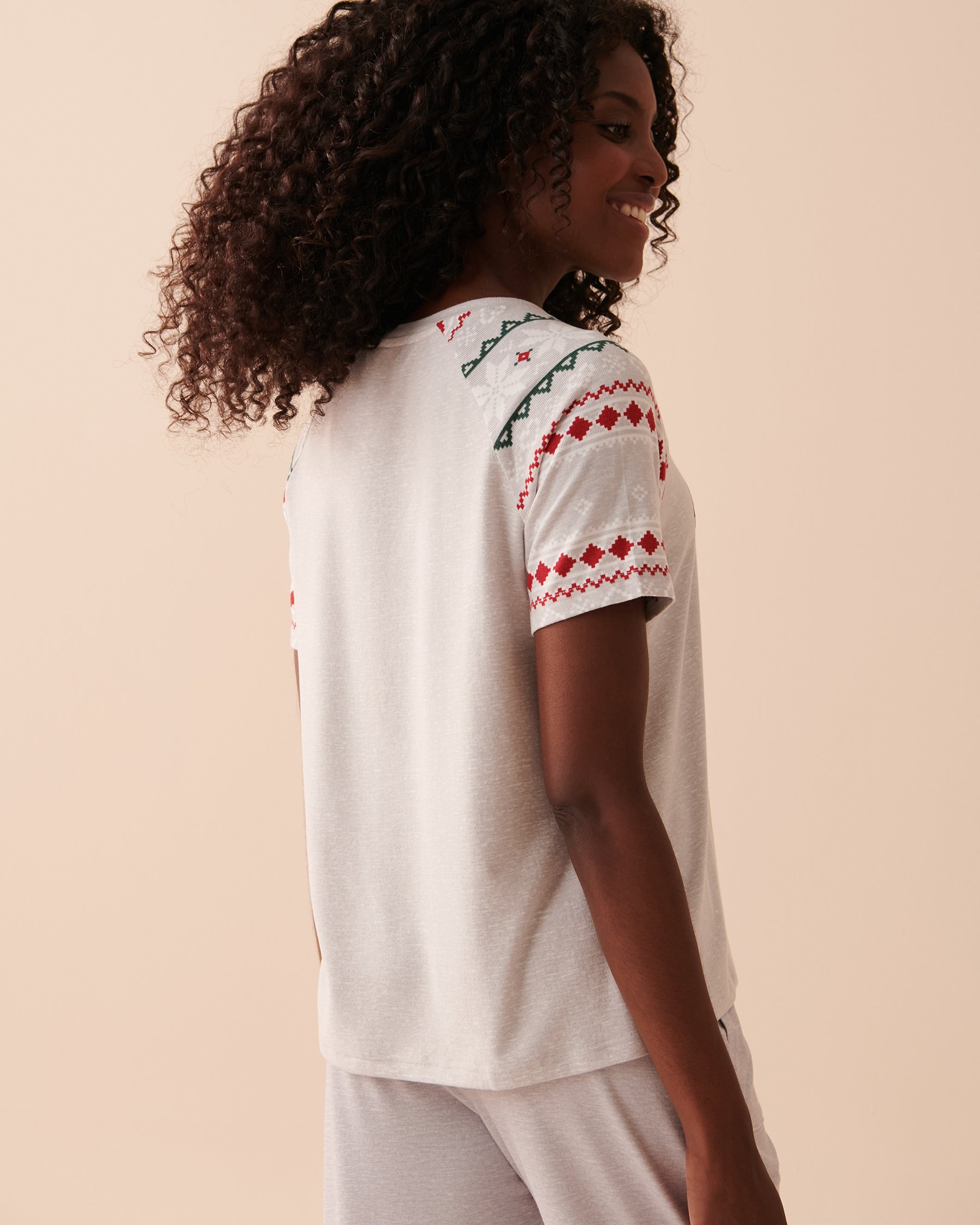 LA VIE EN ROSE Recycled Fibers Fear Isle Crew Neck T-shirt Stardust 40100496 - View5