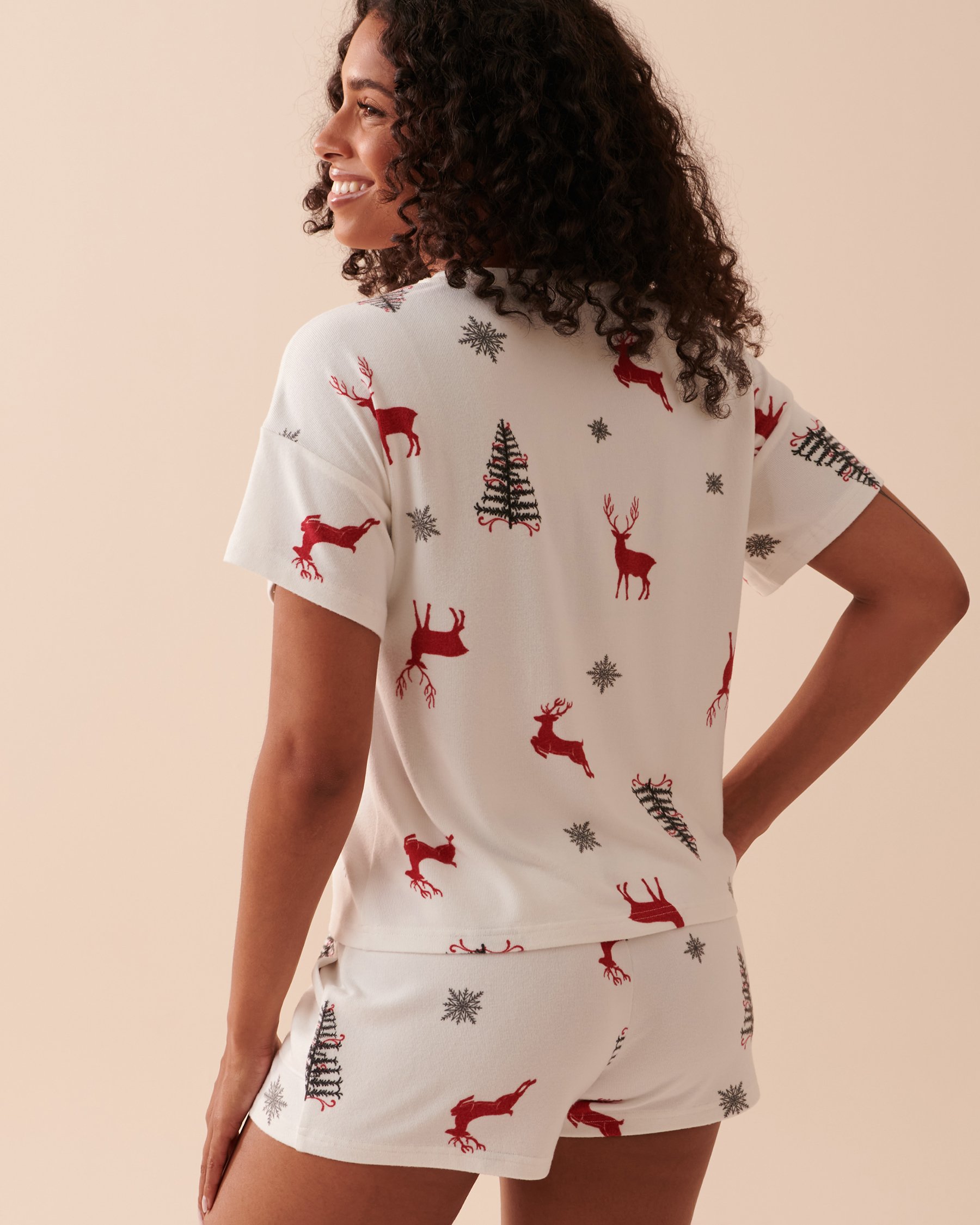 LA VIE EN ROSE Recycled Fibers Henley T-shirt Deer Forest 40100497 - View2