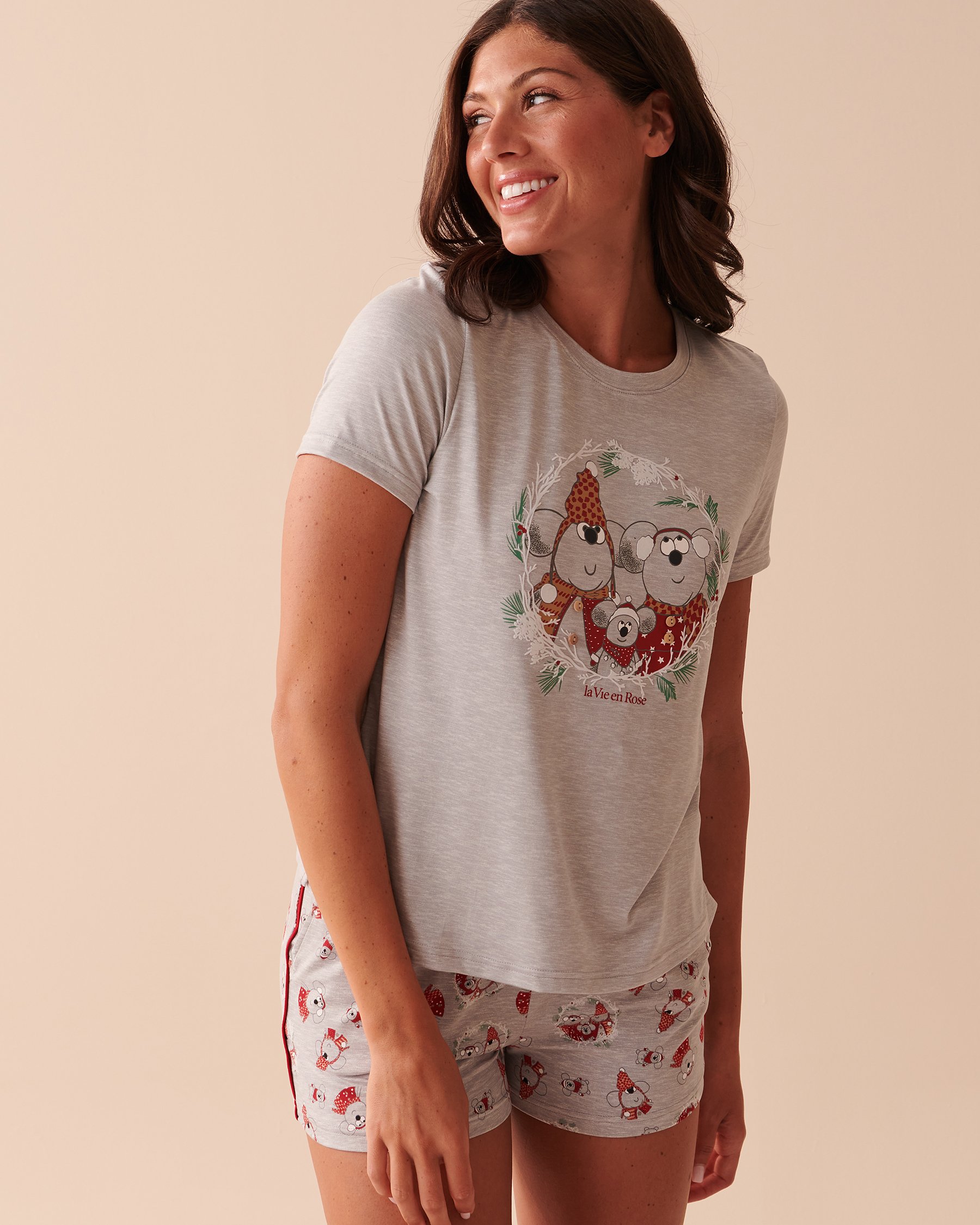 LA VIE EN ROSE Mouse Print Super Soft Crew Neck T-shirt Stardust 40100503 - View1