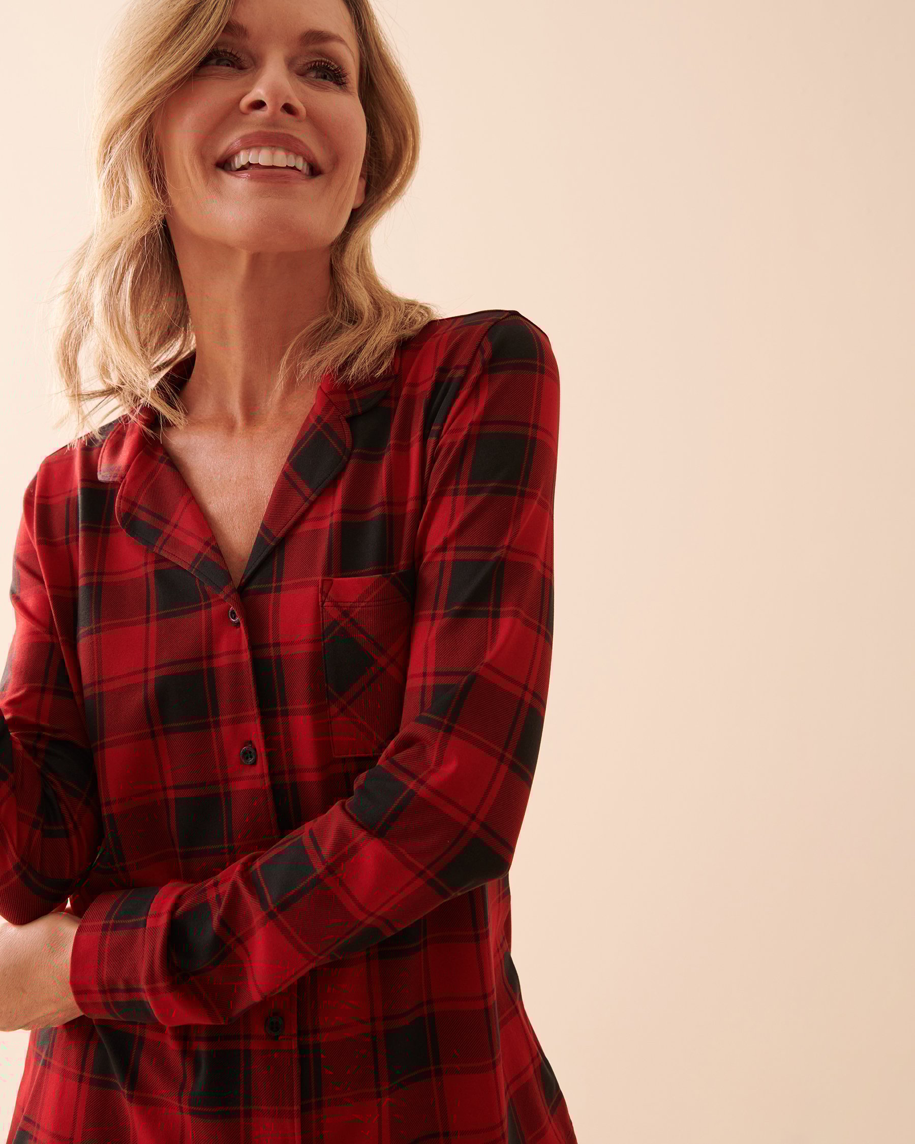 LA VIE EN ROSE Buffalo Plaid Super Soft Button-down Shirt Buffalo Plaid 40100506 - View3