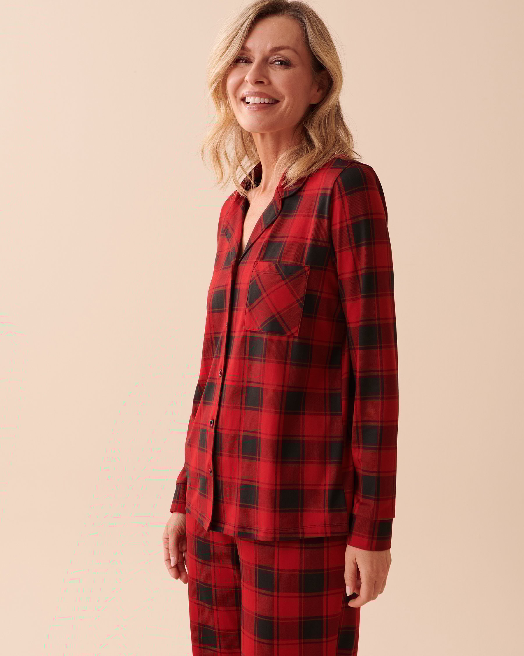 LA VIE EN ROSE Buffalo Plaid Super Soft Button-down Shirt Buffalo Plaid 40100506 - View4