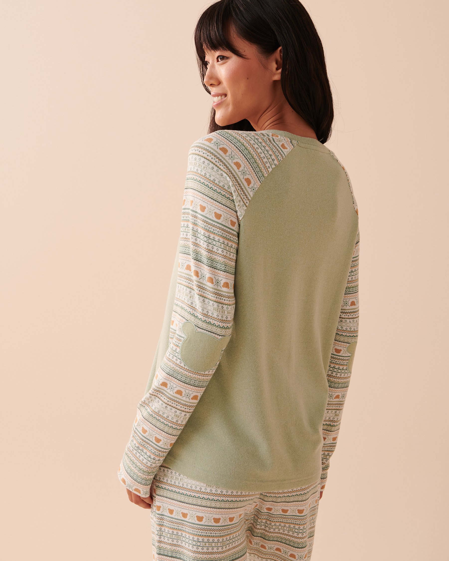 LA VIE EN ROSE Recycled Fibers Fair Isle Crew Neck Shirt Mint Creams Mix 40100510 - View2