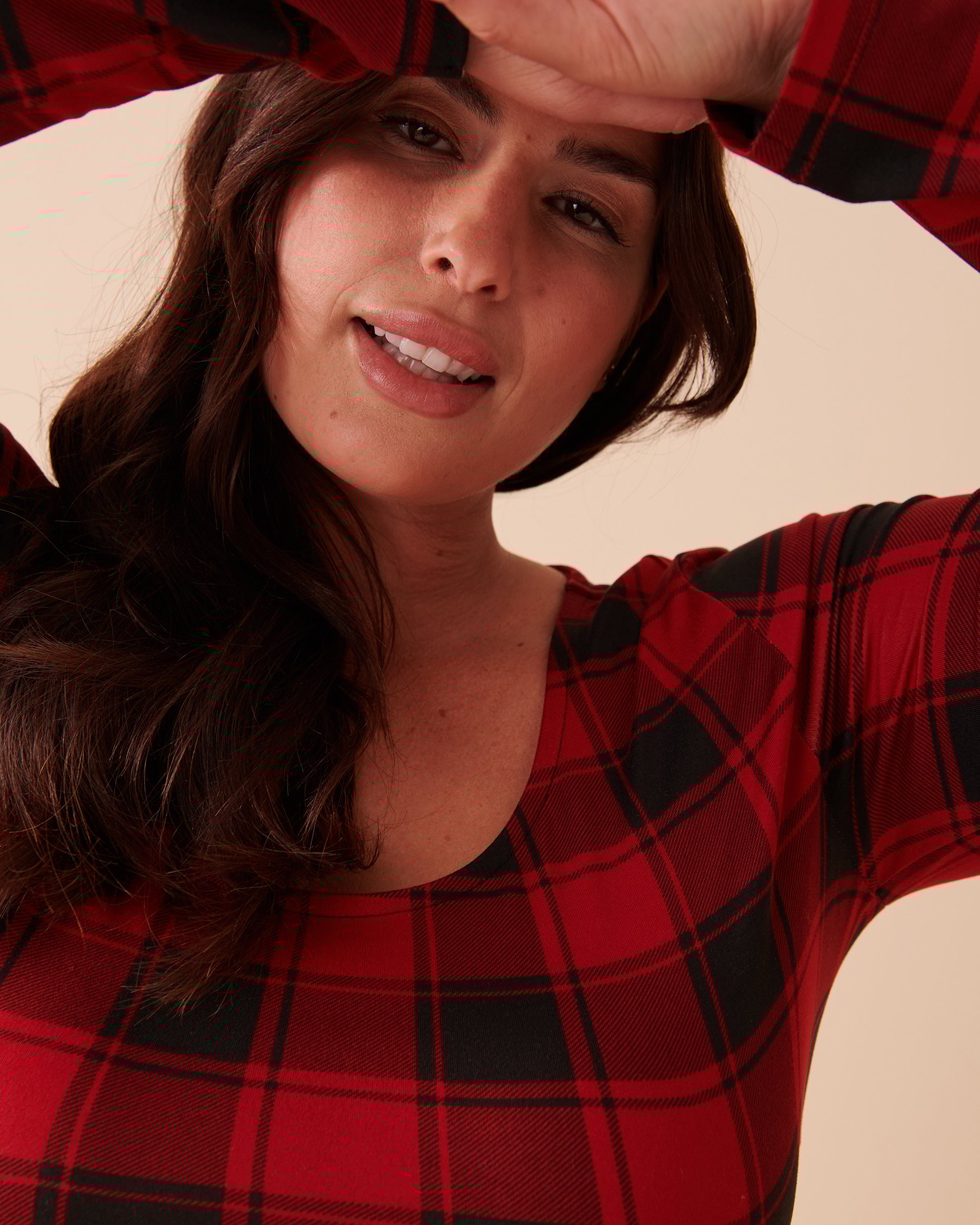 LA VIE EN ROSE Buffalo Plaid Super Soft Crop Shirt Buffalo Plaid 40100515 - View3