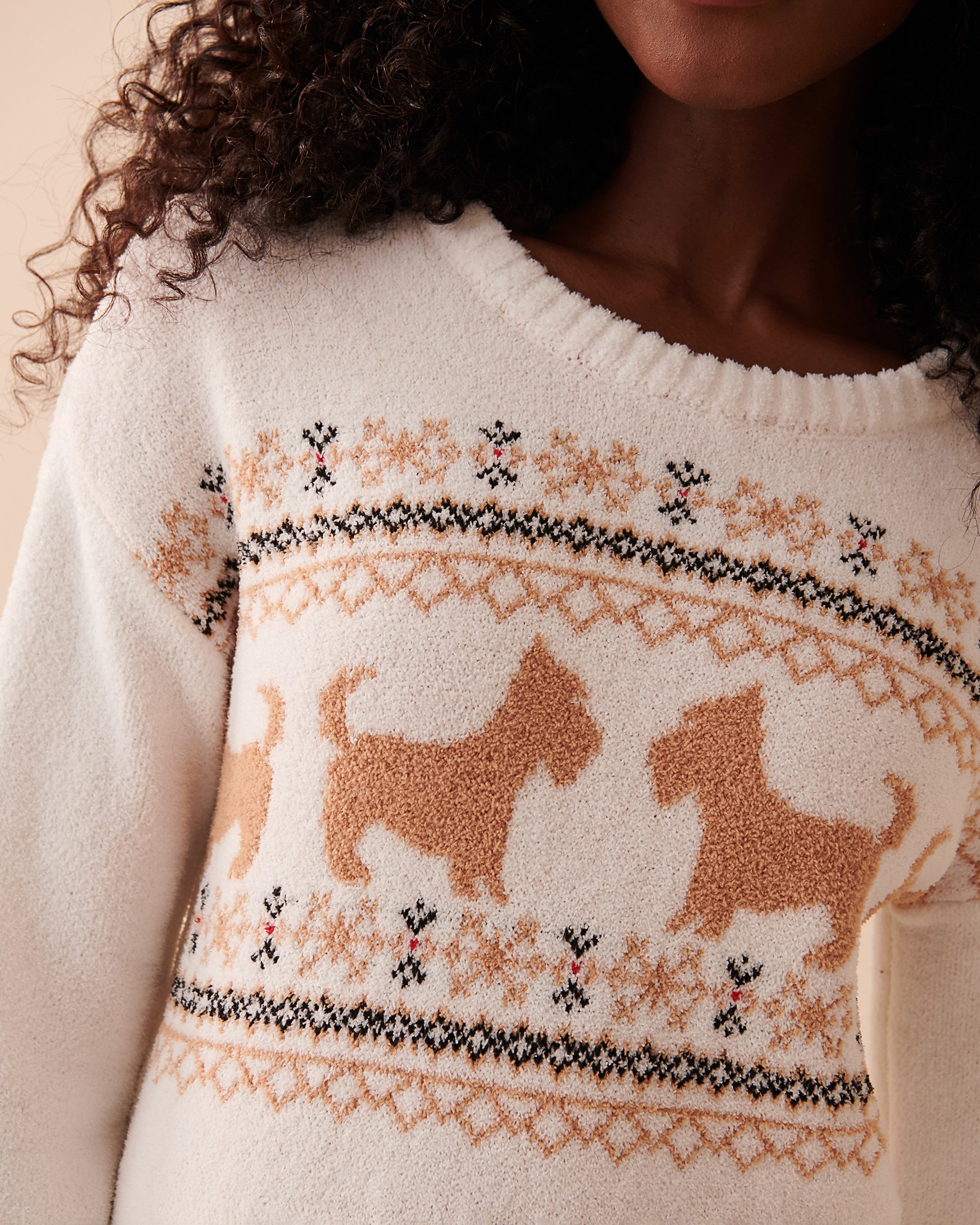 LA VIE EN ROSE Chandail en chenille à motif chien scottie Blanc neige 40100516 - View6