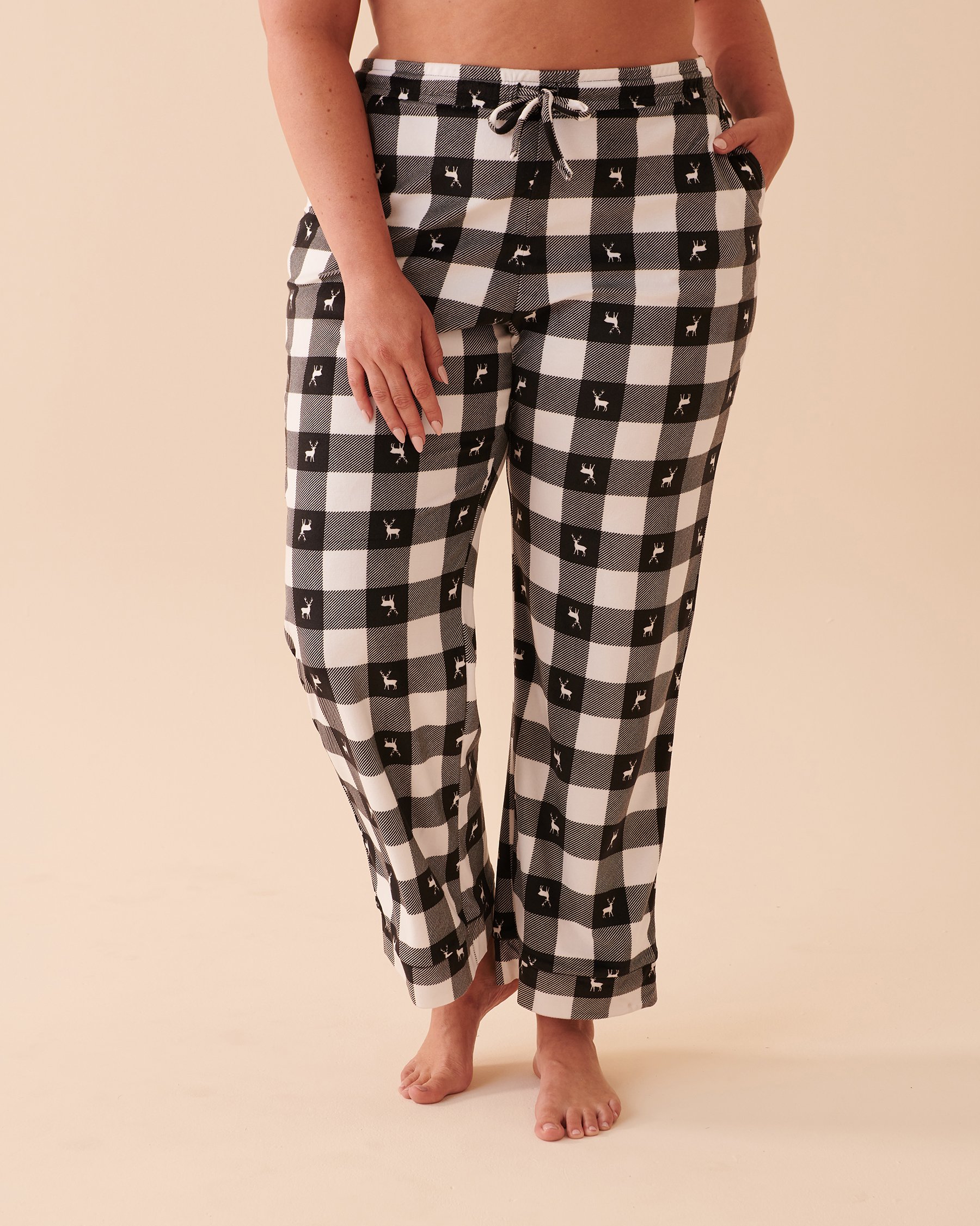 LA VIE EN ROSE Luxury Velour Pajama Pants Deer Plaid 40200487 - View1