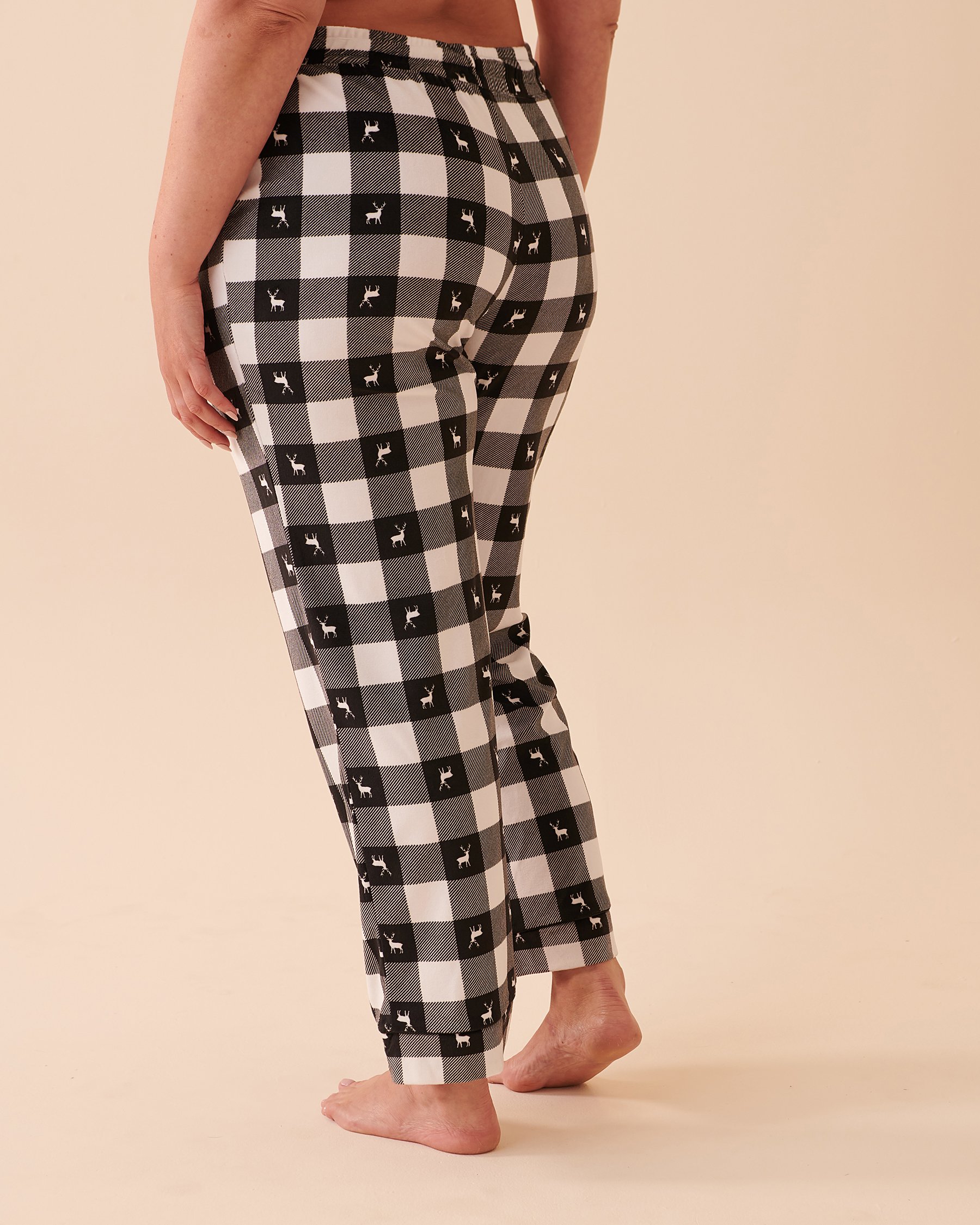 LA VIE EN ROSE Luxury Velour Pajama Pants Deer Plaid 40200487 - View2