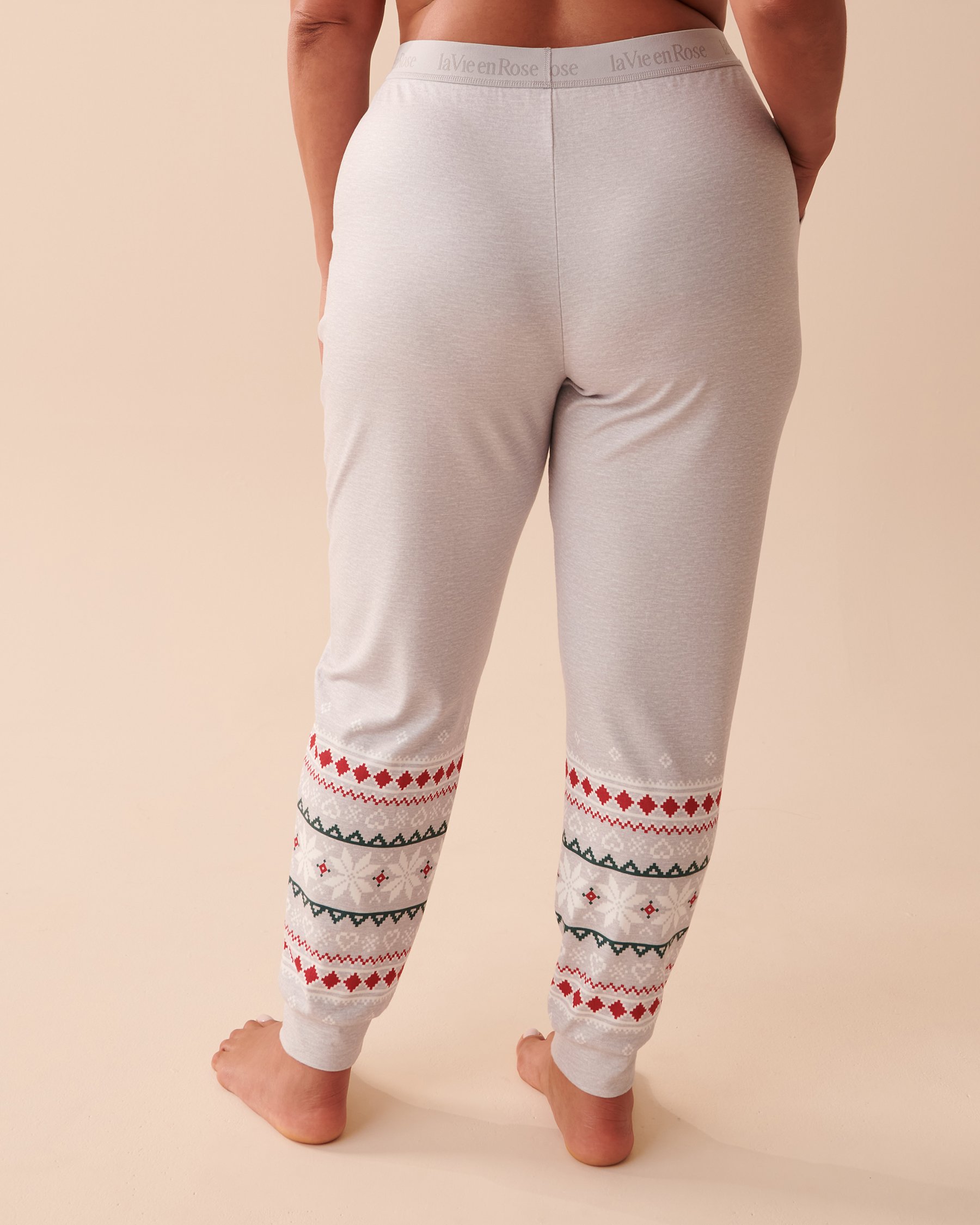 LA VIE EN ROSE Recycled Fibers Fair Isle Fitted Pajama Pants Stardust 40200490 - View2