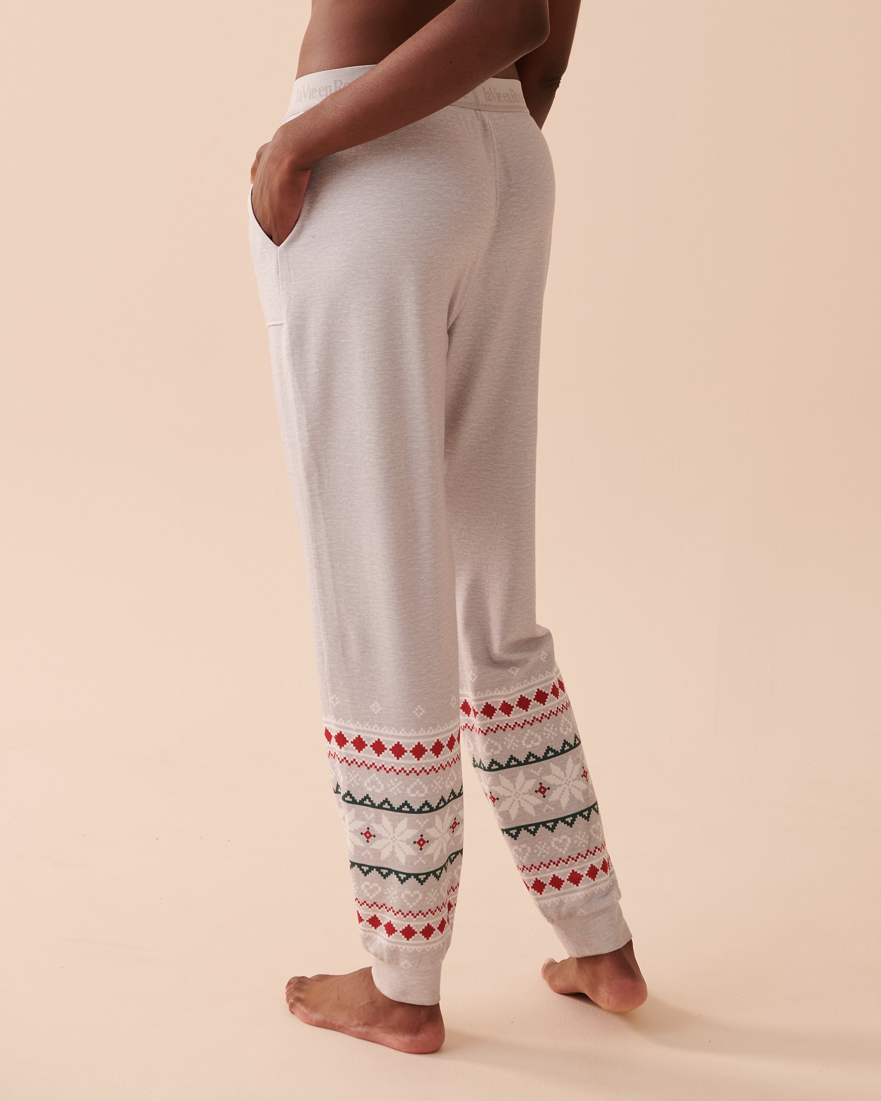 LA VIE EN ROSE Recycled Fibers Fair Isle Fitted Pajama Pants Stardust 40200490 - View4