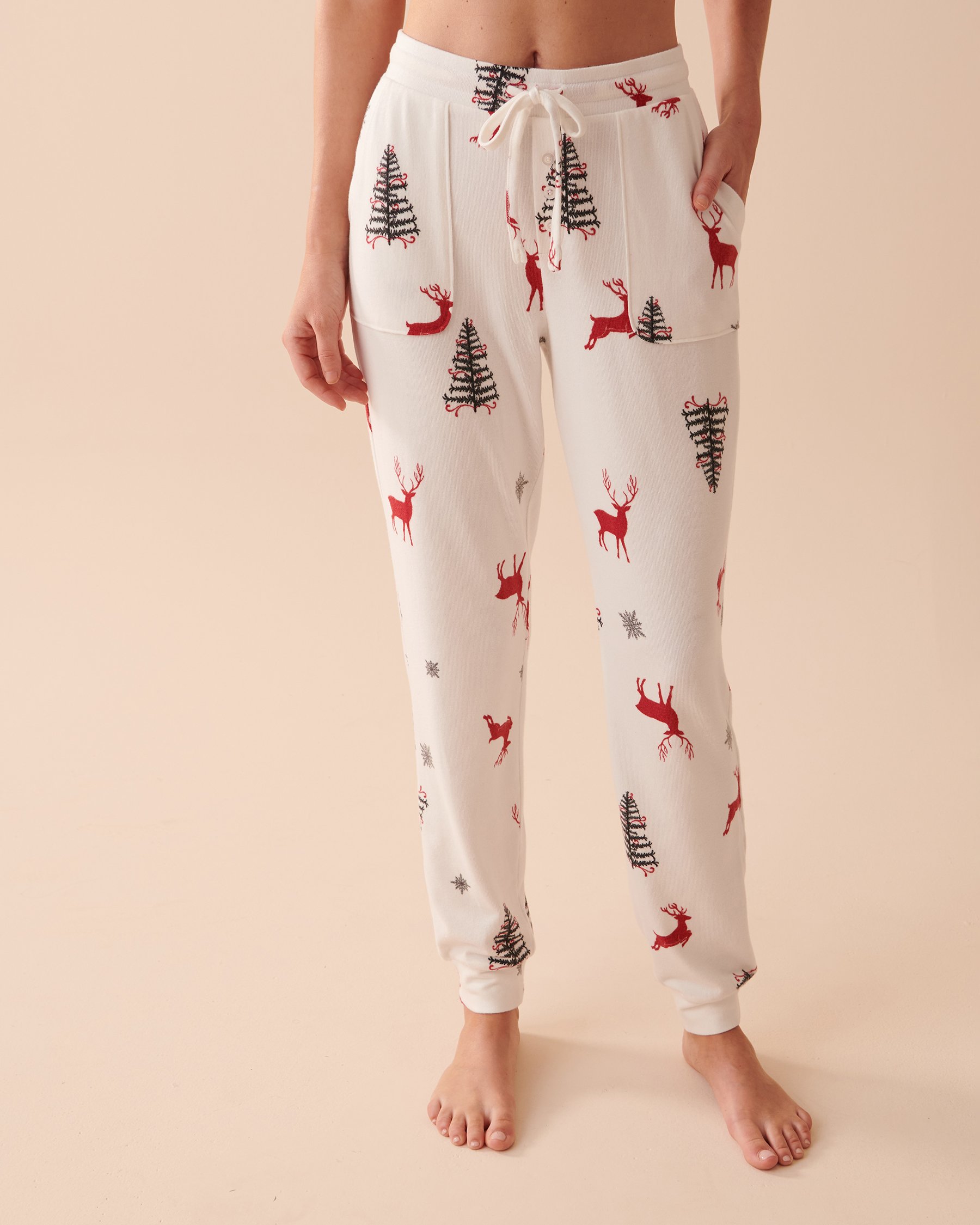 LA VIE EN ROSE Recycled Fibers Fitted Pajama Pants Deer Forest 40200491 - View1